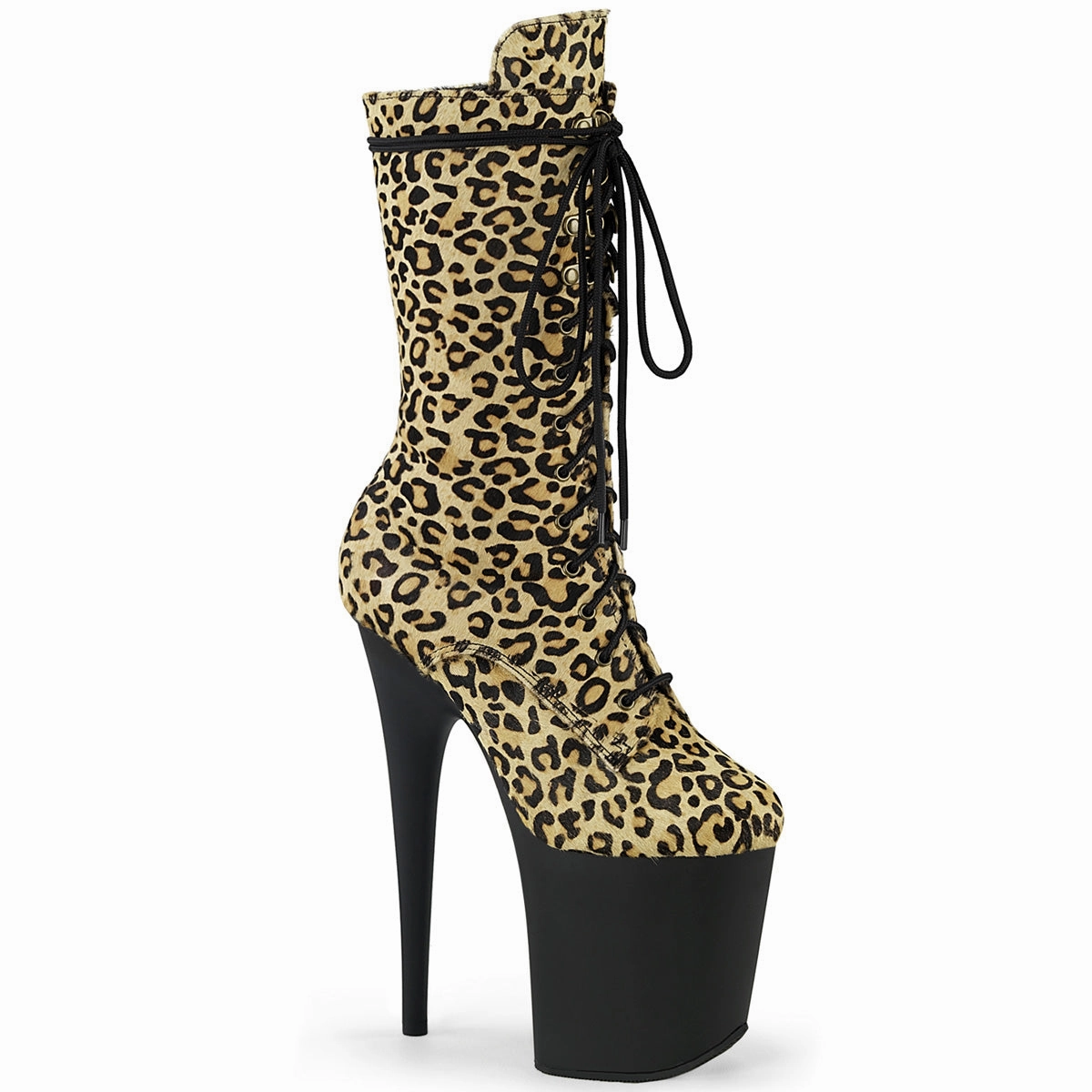 8 Inch Heel FLAMINGO-1050LP Leopard Print Pony Hair