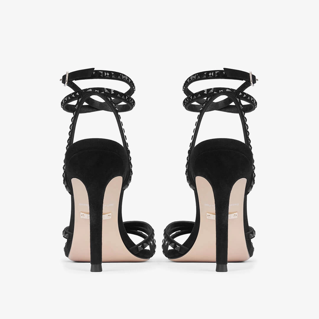 *MADDY BLACK  - diamond decor heels