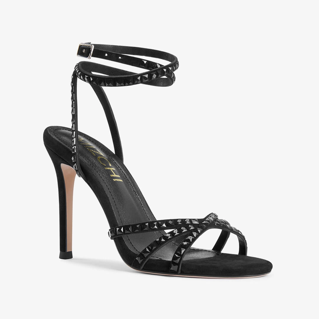 *MADDY BLACK  - diamond decor heels