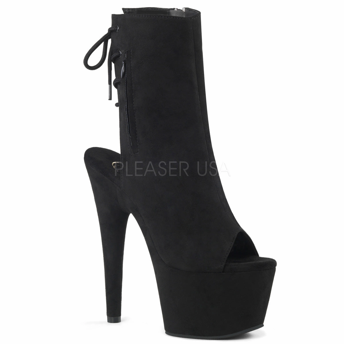 ADORE-1018FS  Black Faux Suede/Black Suede
