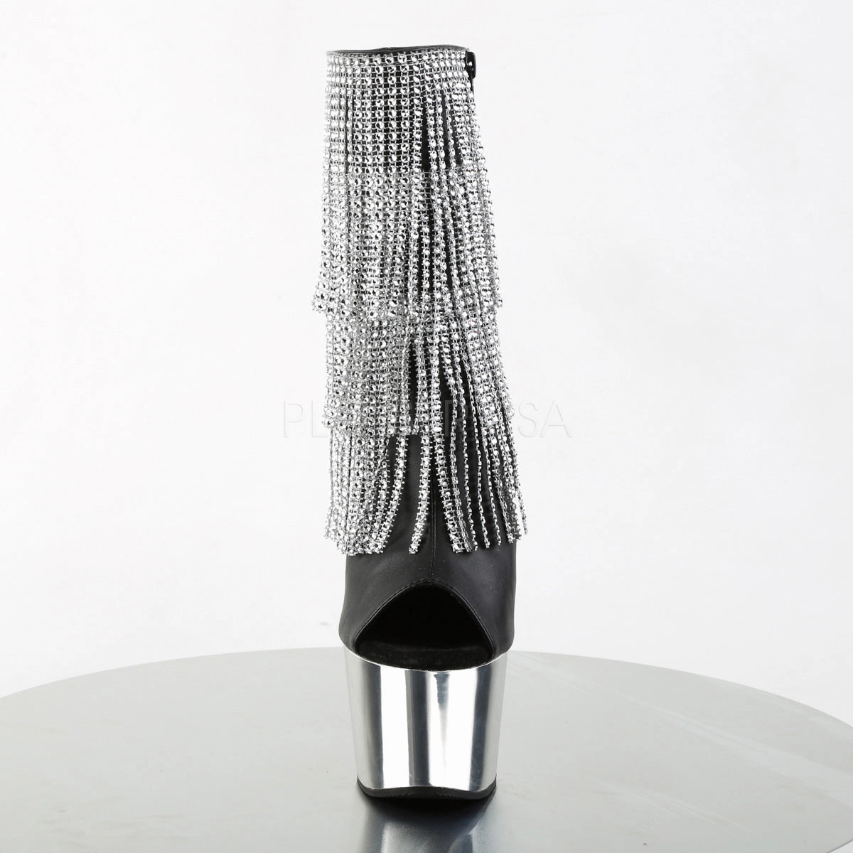 ADORE-1024RSF  Black Faux Leather-Silver/Silver Chrome