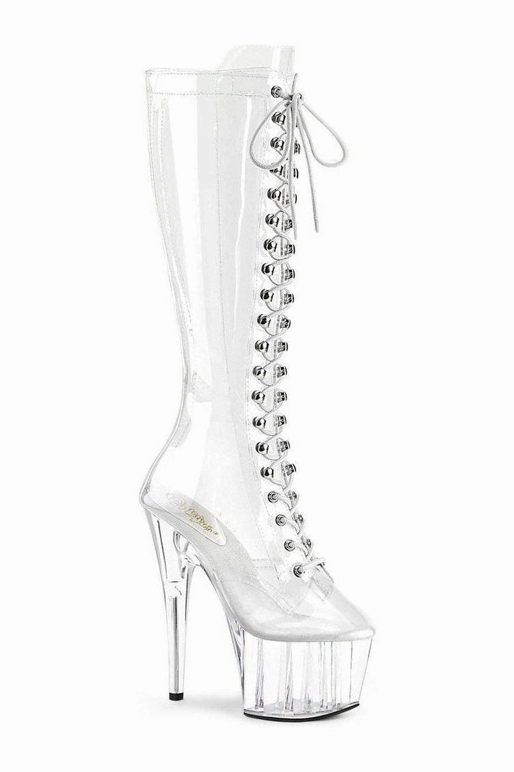 ADORE-2020C Knee Boot | Clear Vinyl