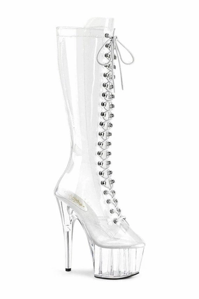 ADORE-2020C Knee Boot | Clear Vinyl