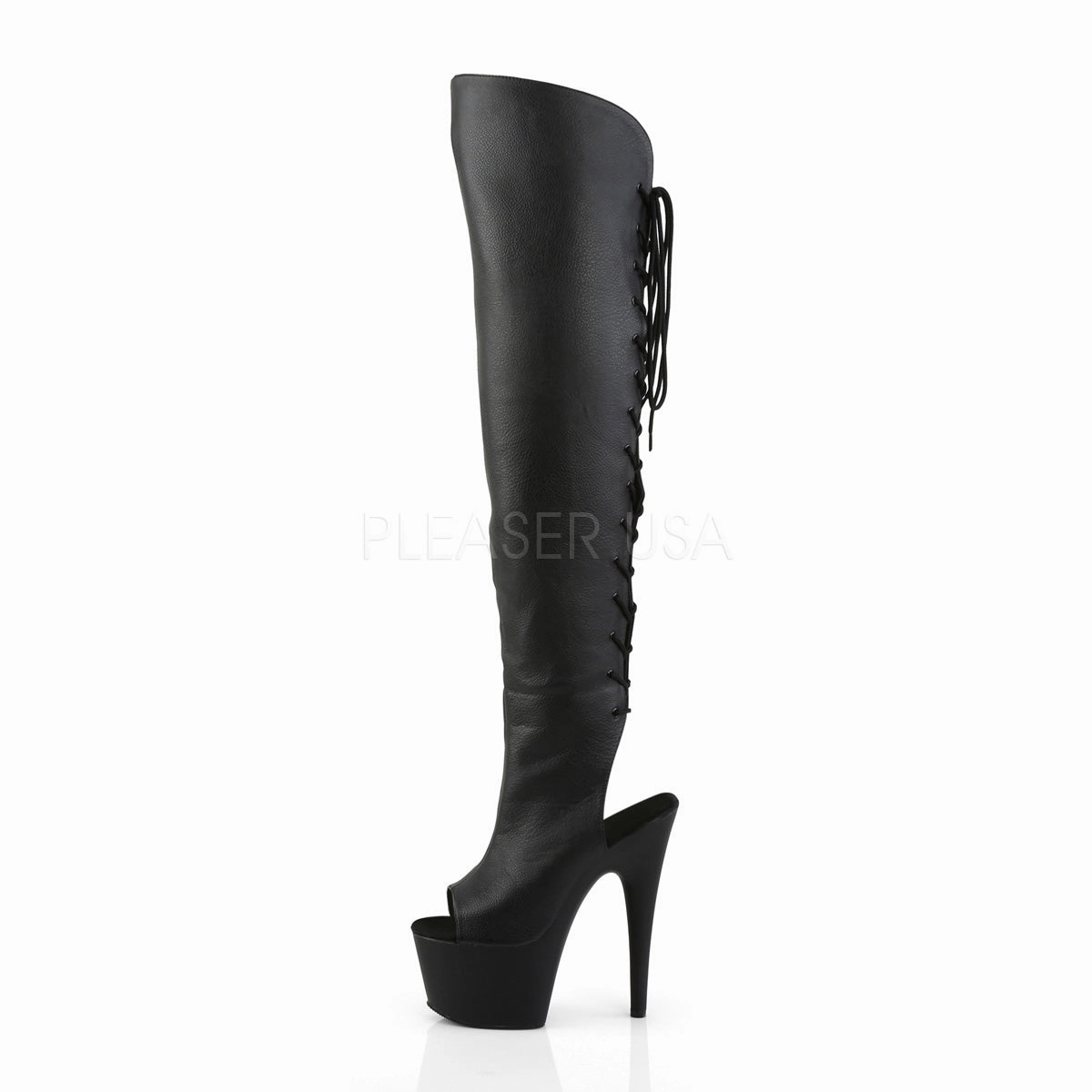 ADORE-3019  Black Faux Leather/Black Matte