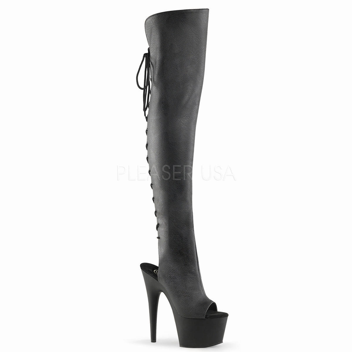 ADORE-3019  Black Faux Leather/Black Matte