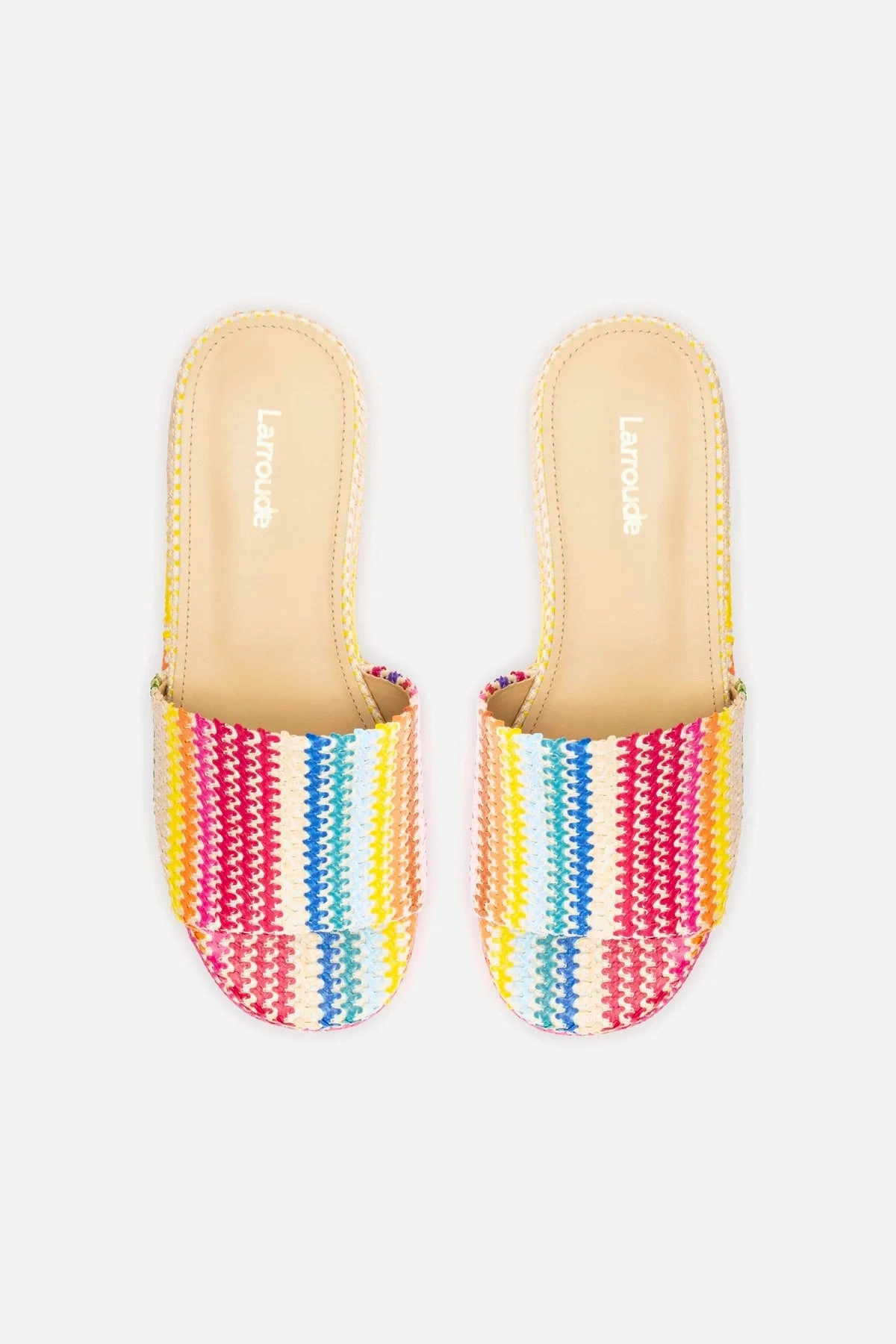 Alex Flatform Mule In Rainbow Raffia