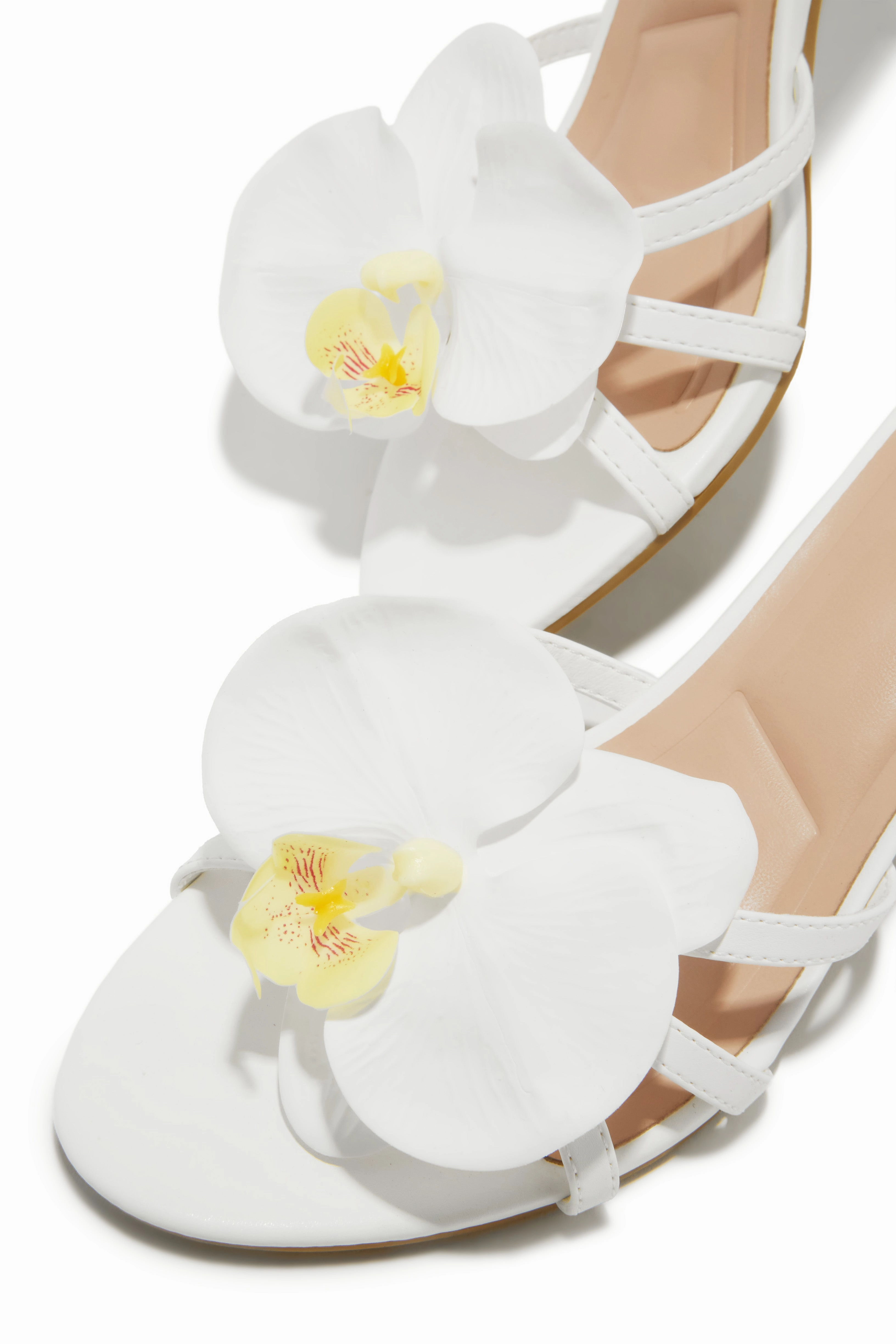 Alyssa Rosette Mid Heel Mules - White