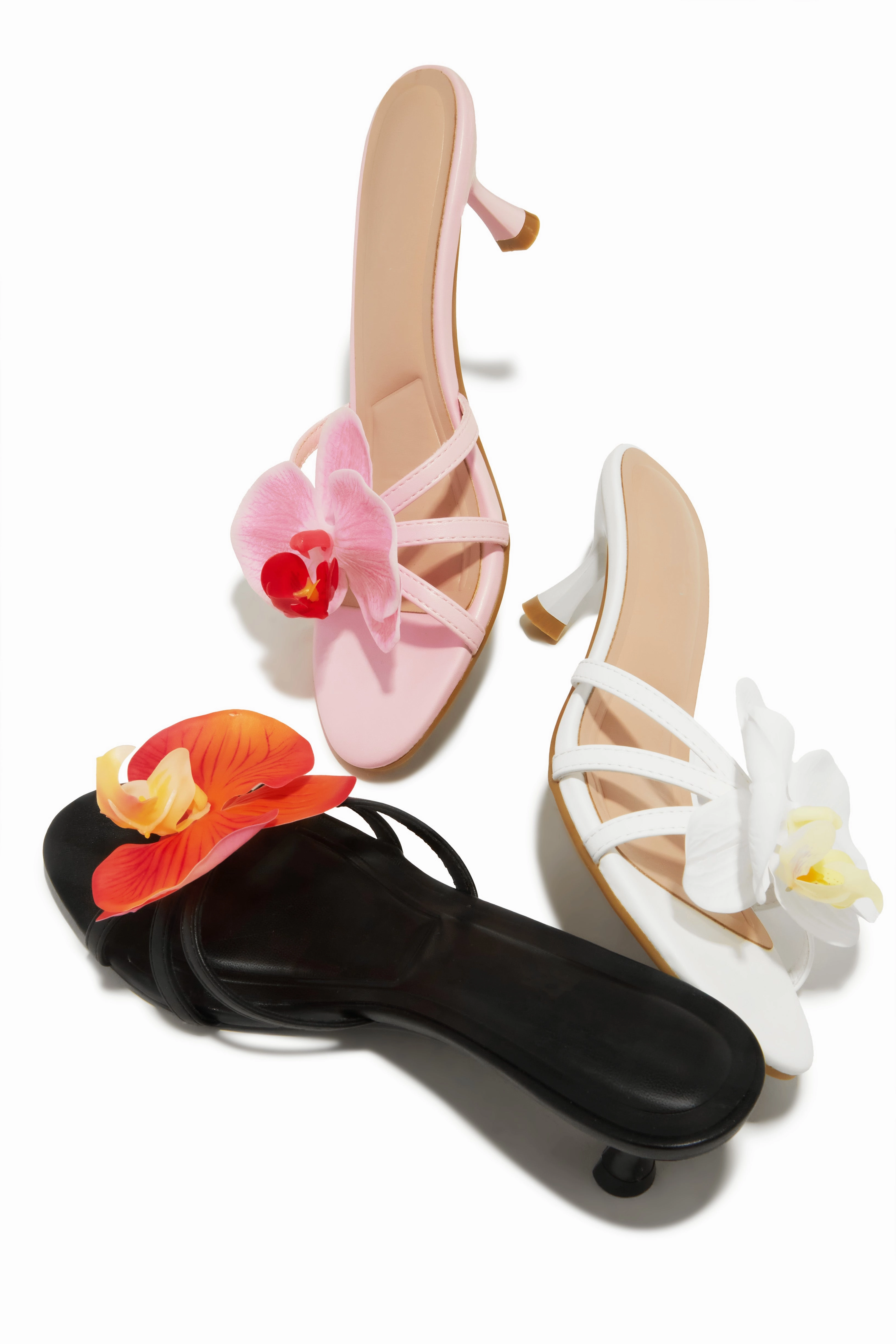 Alyssa Rosette Mid Heel Mules - White