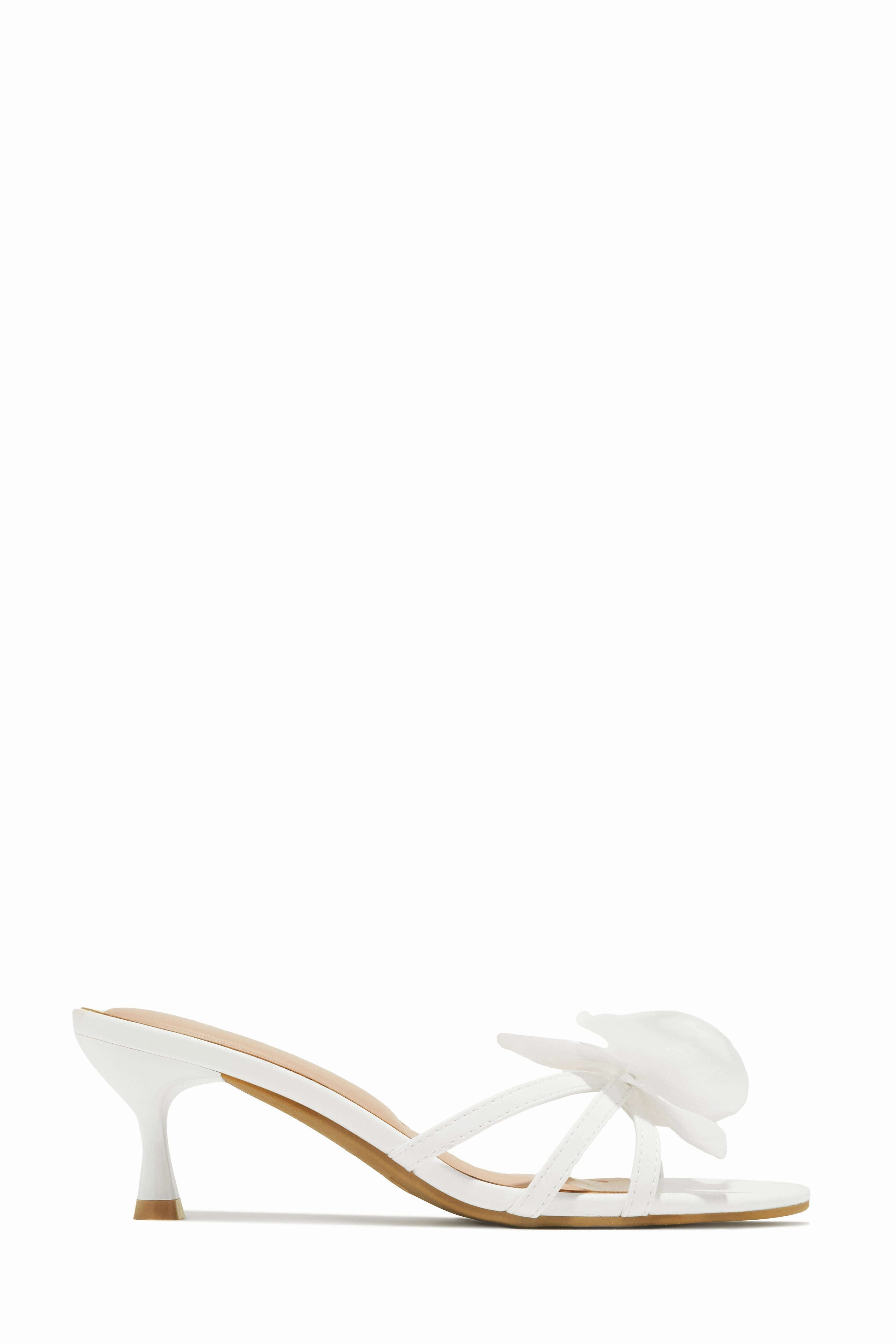 Alyssa Rosette Mid Heel Mules - White