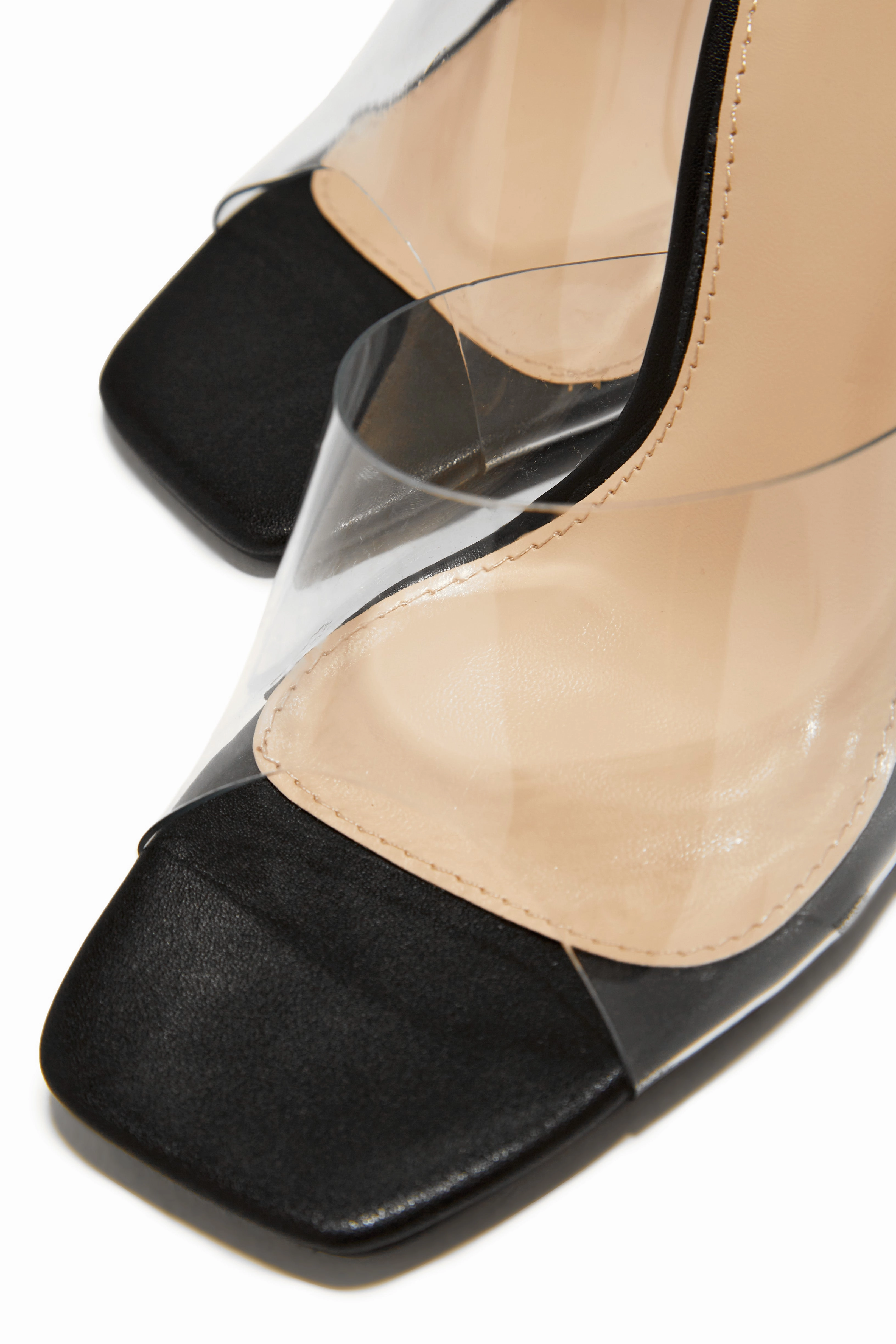Amerie Clear High Heel Mules - Black