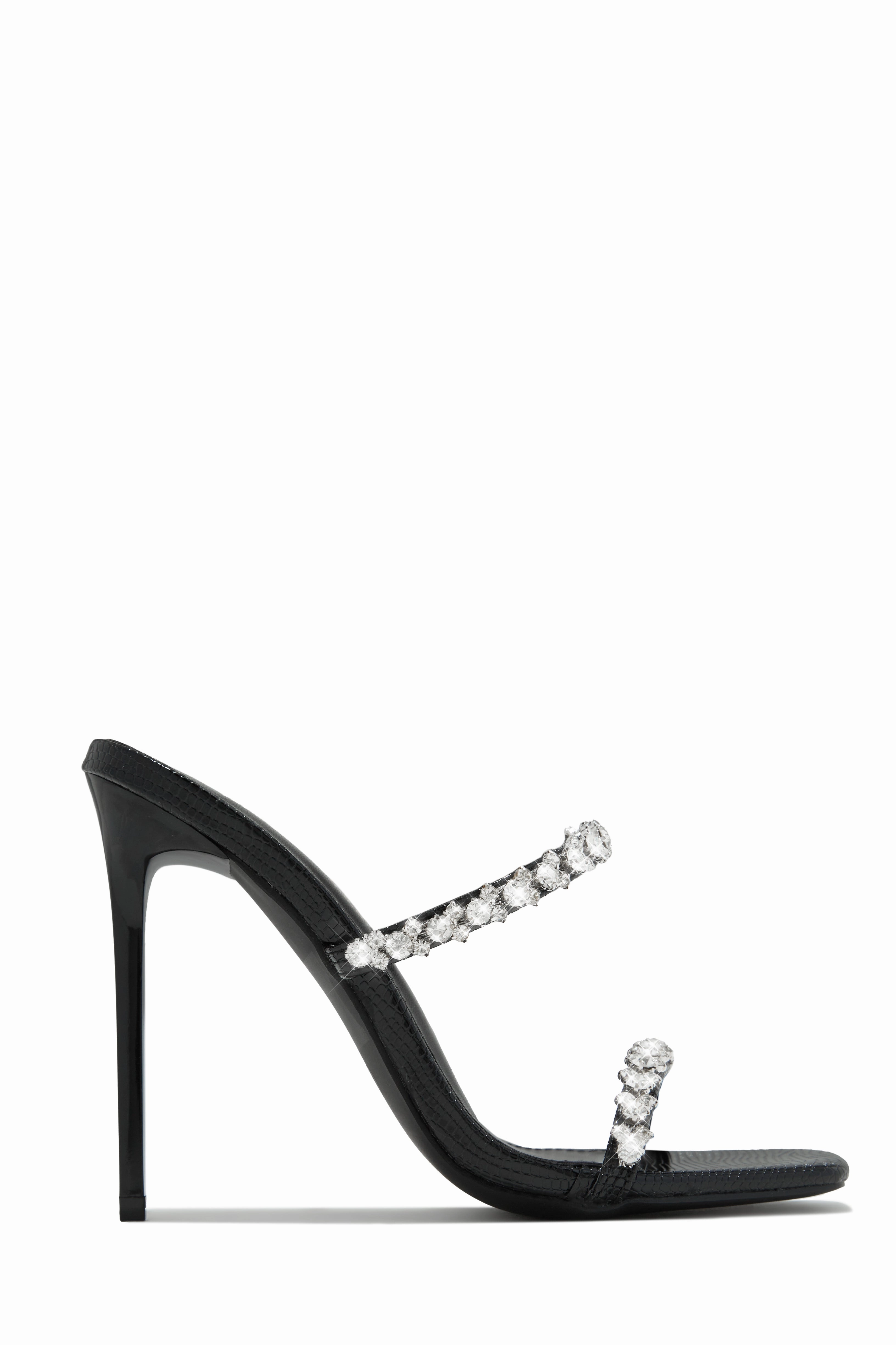 Amyna Embellished High Heel Mules - Black