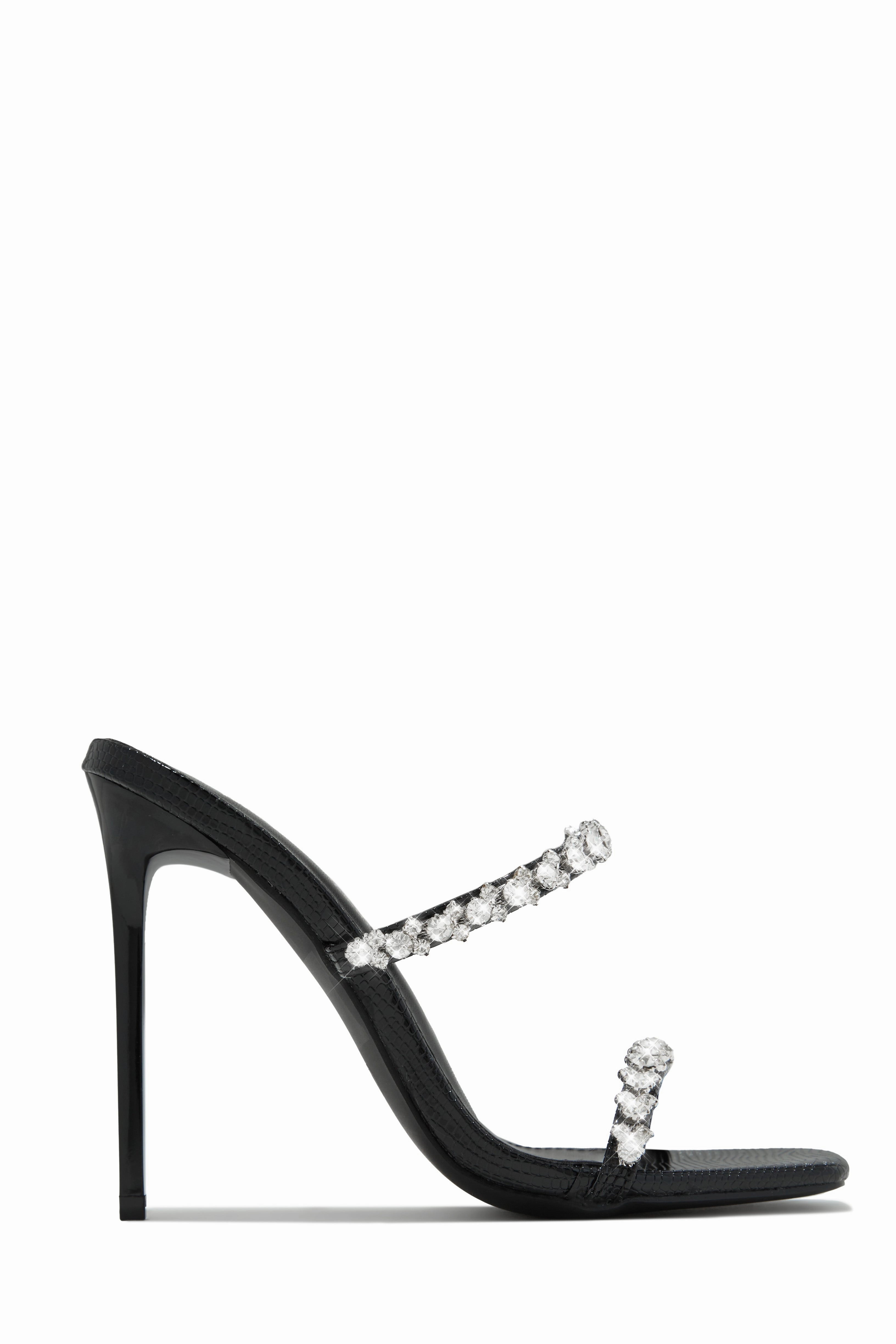 Amyna Embellished High Heel Mules - Black
