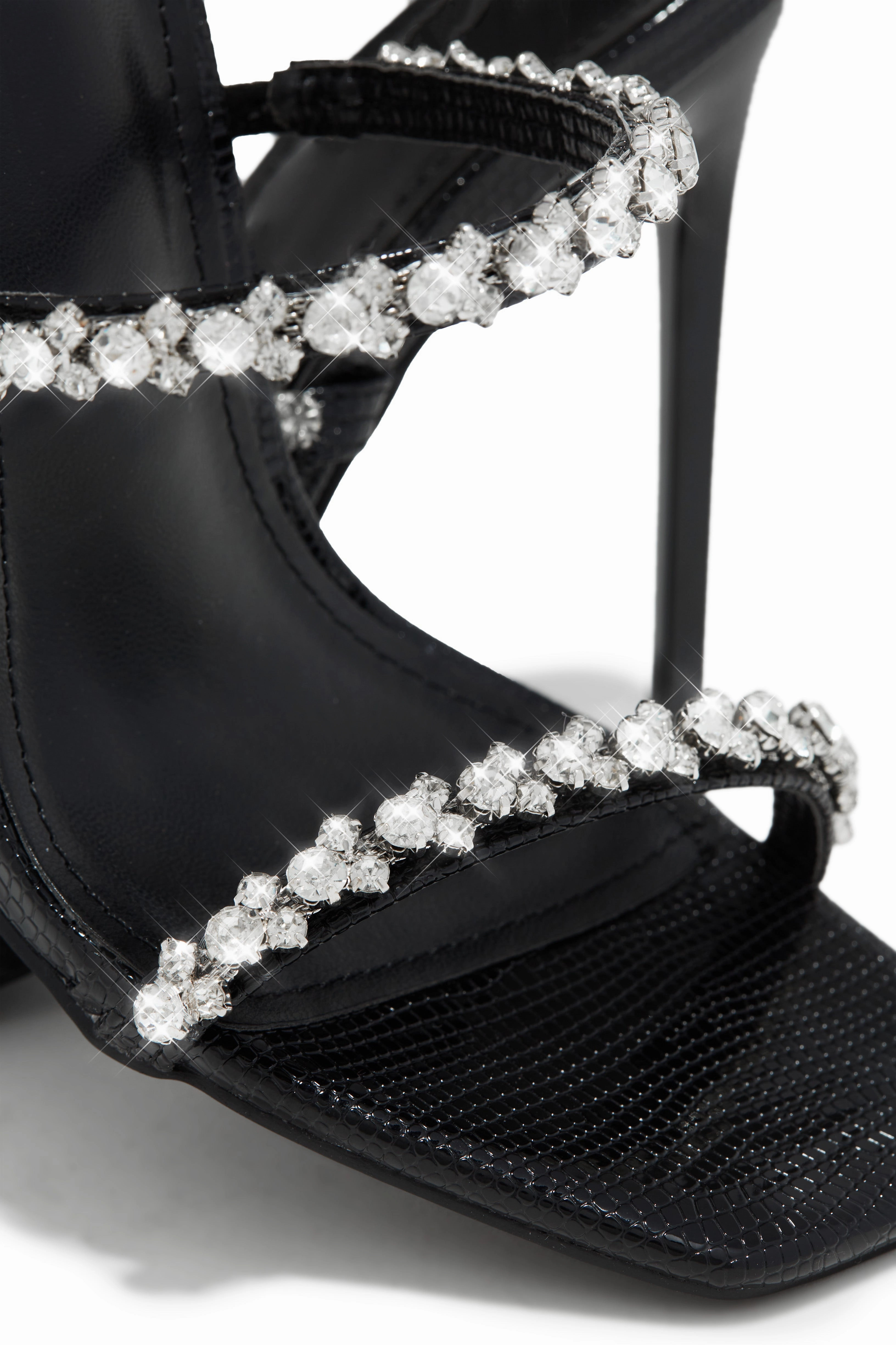 Amyna Embellished High Heel Mules - Black
