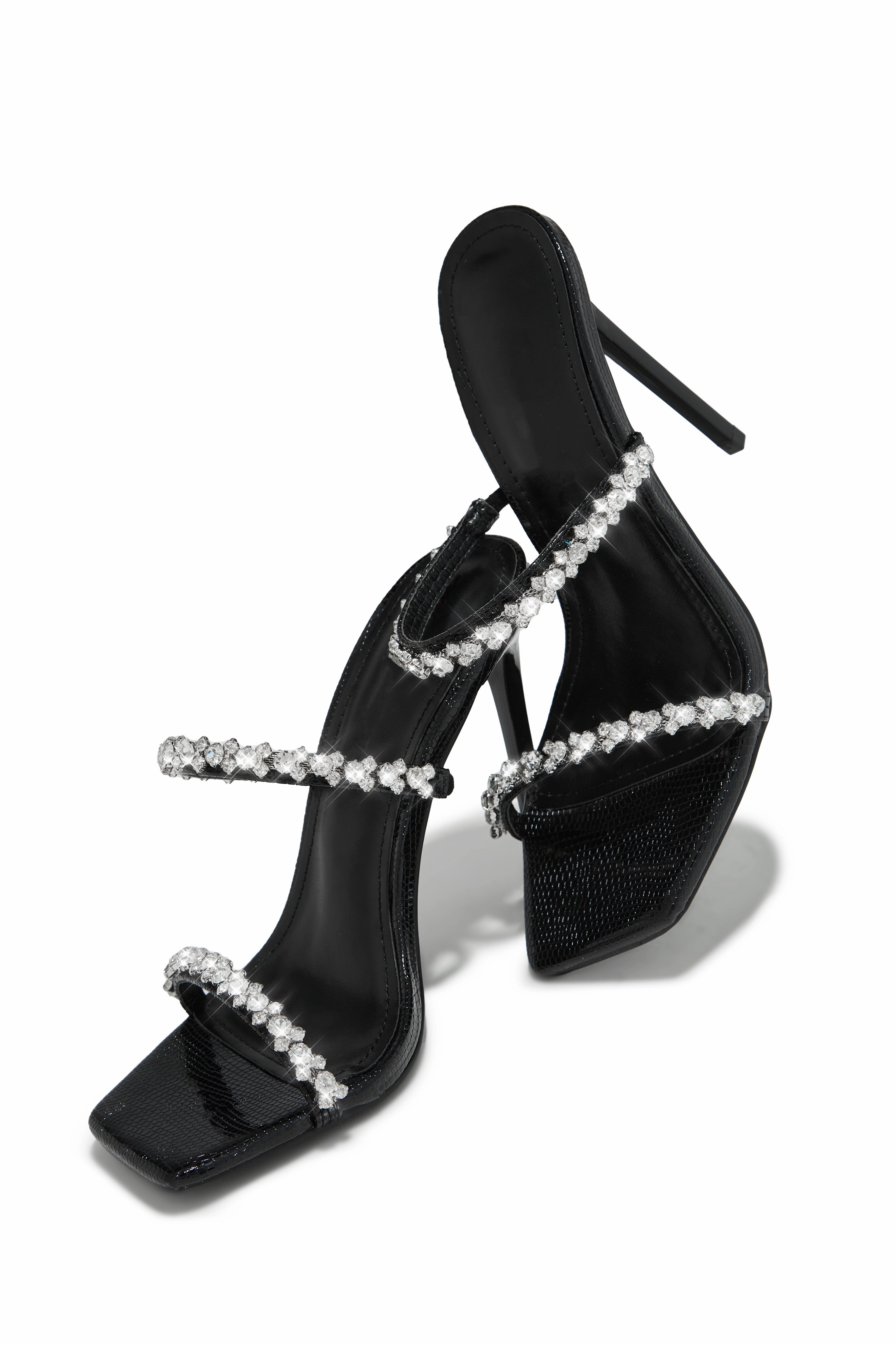 Amyna Embellished High Heel Mules - Black