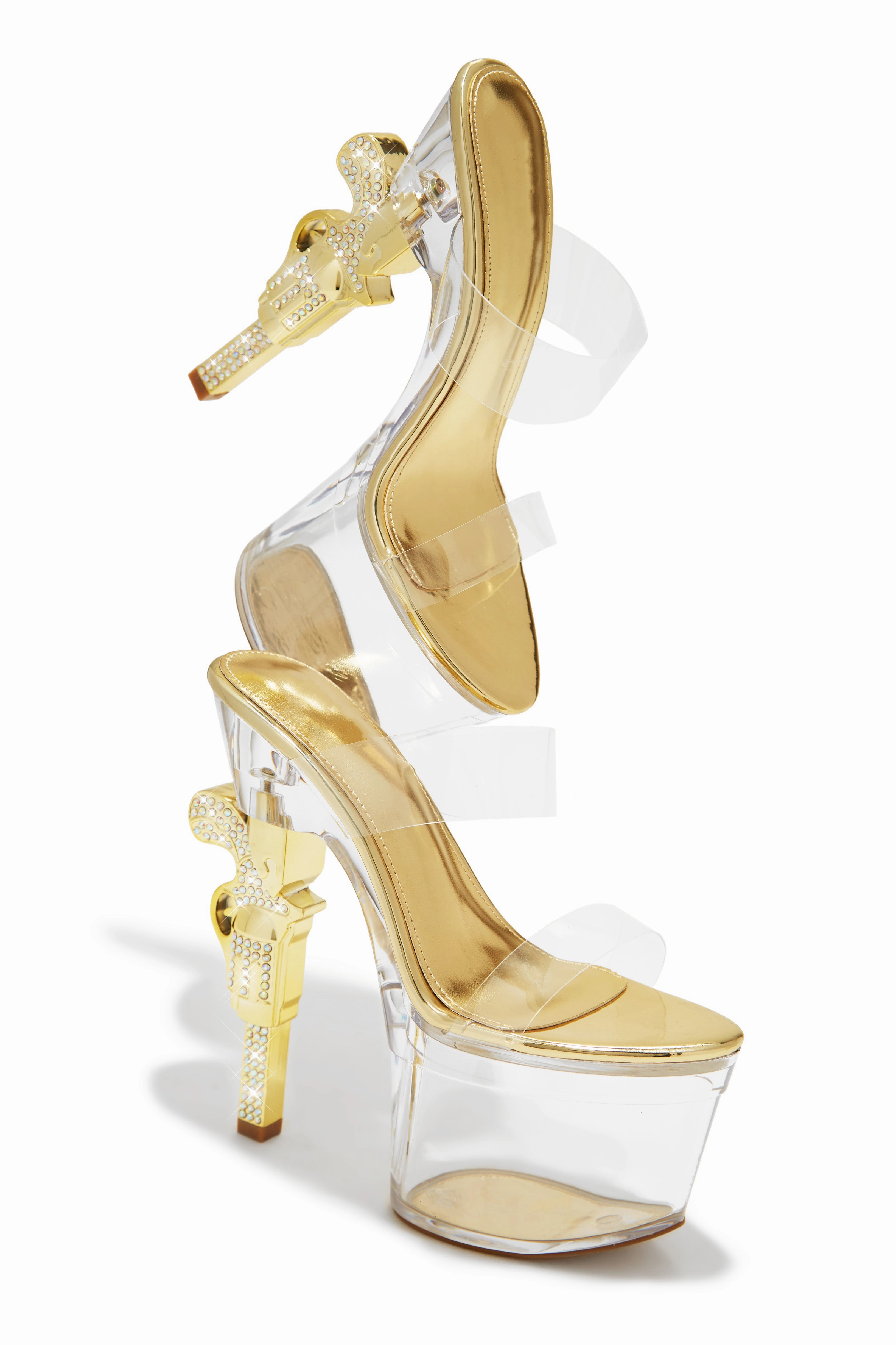 Bang Bang Platform High Heel Mules - Gold