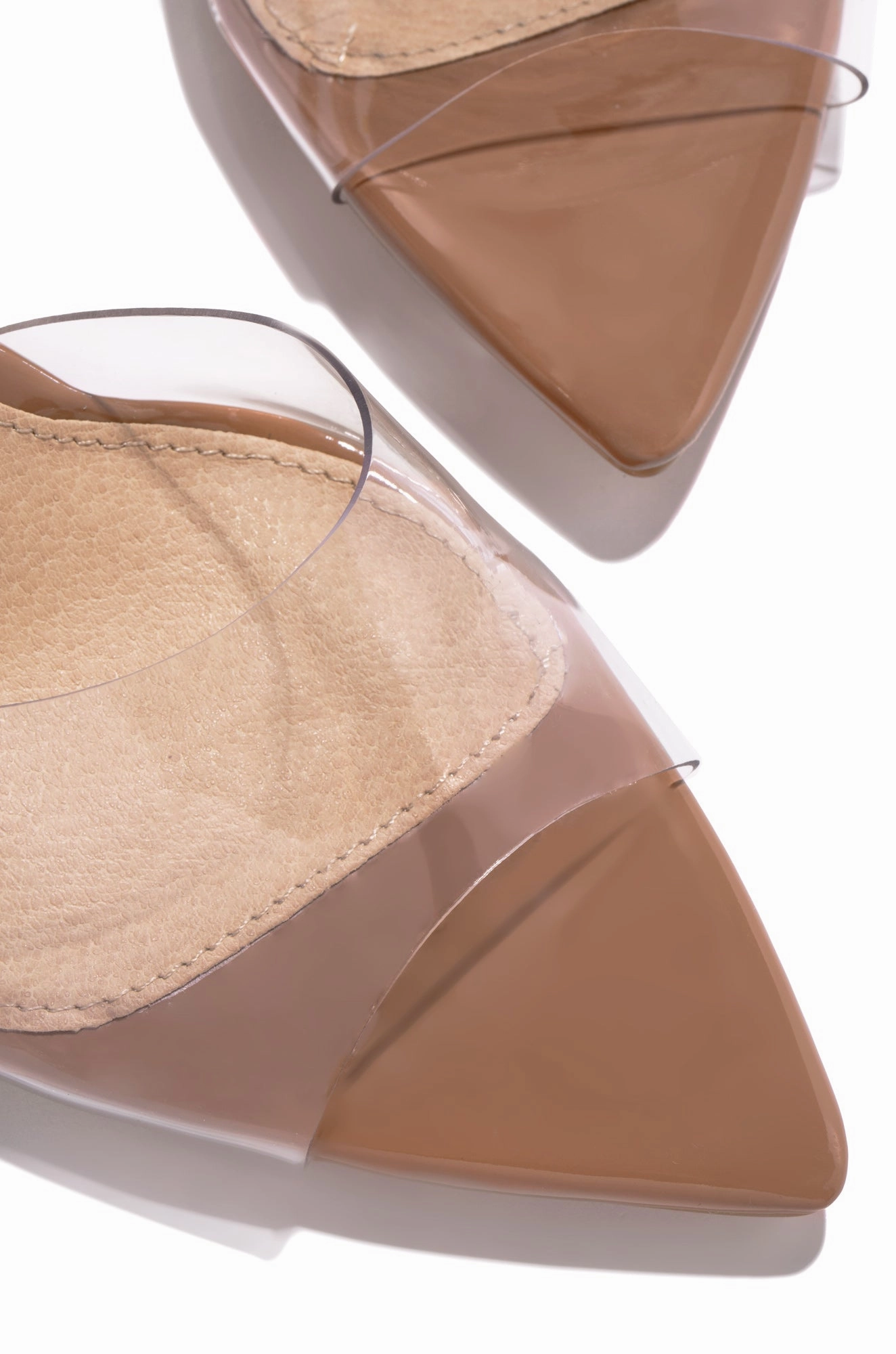 Beauty Blogger Clear Strap Heel Mules - Camel