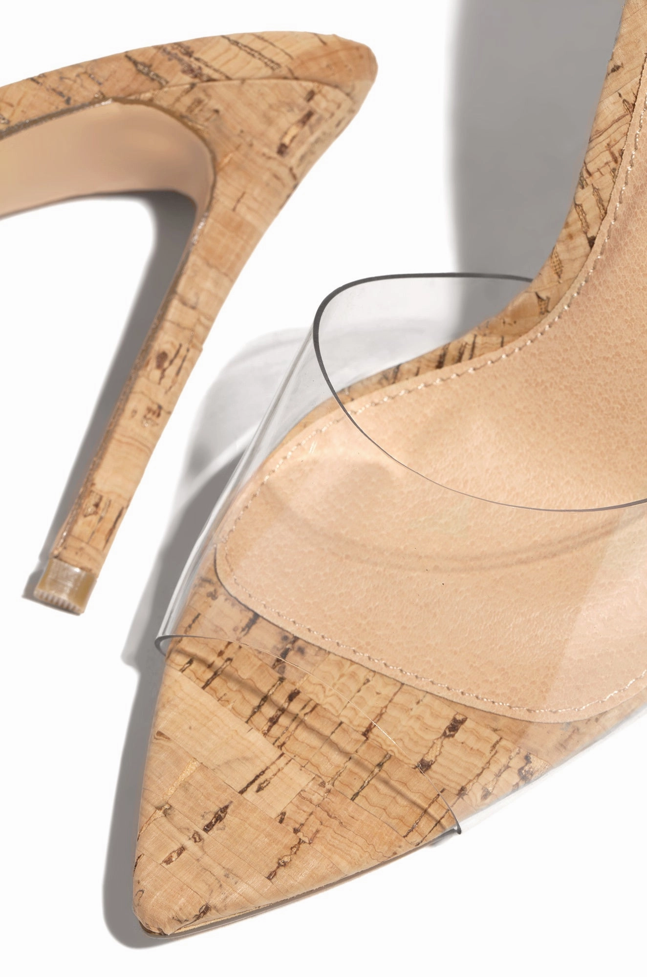 Beauty Blogger Clear Strap Heel Mules - Cork