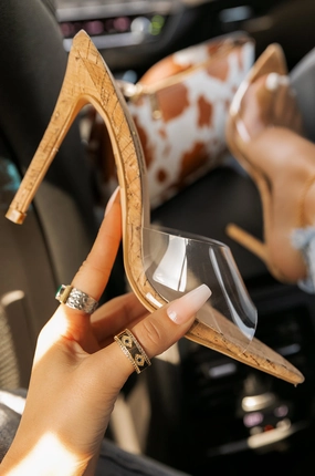 Beauty Blogger Clear Strap Heel Mules - Cork