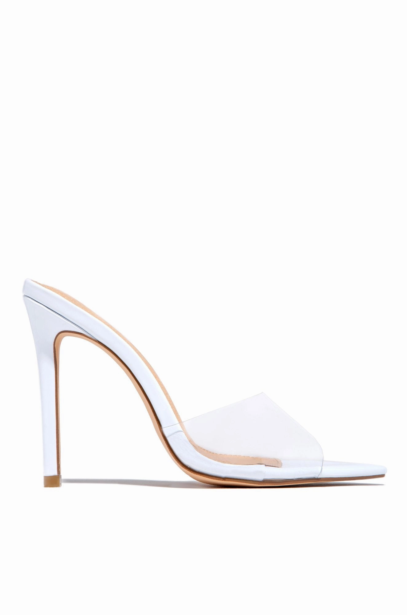 Beauty Blogger Clear Strap Heel Mules - White