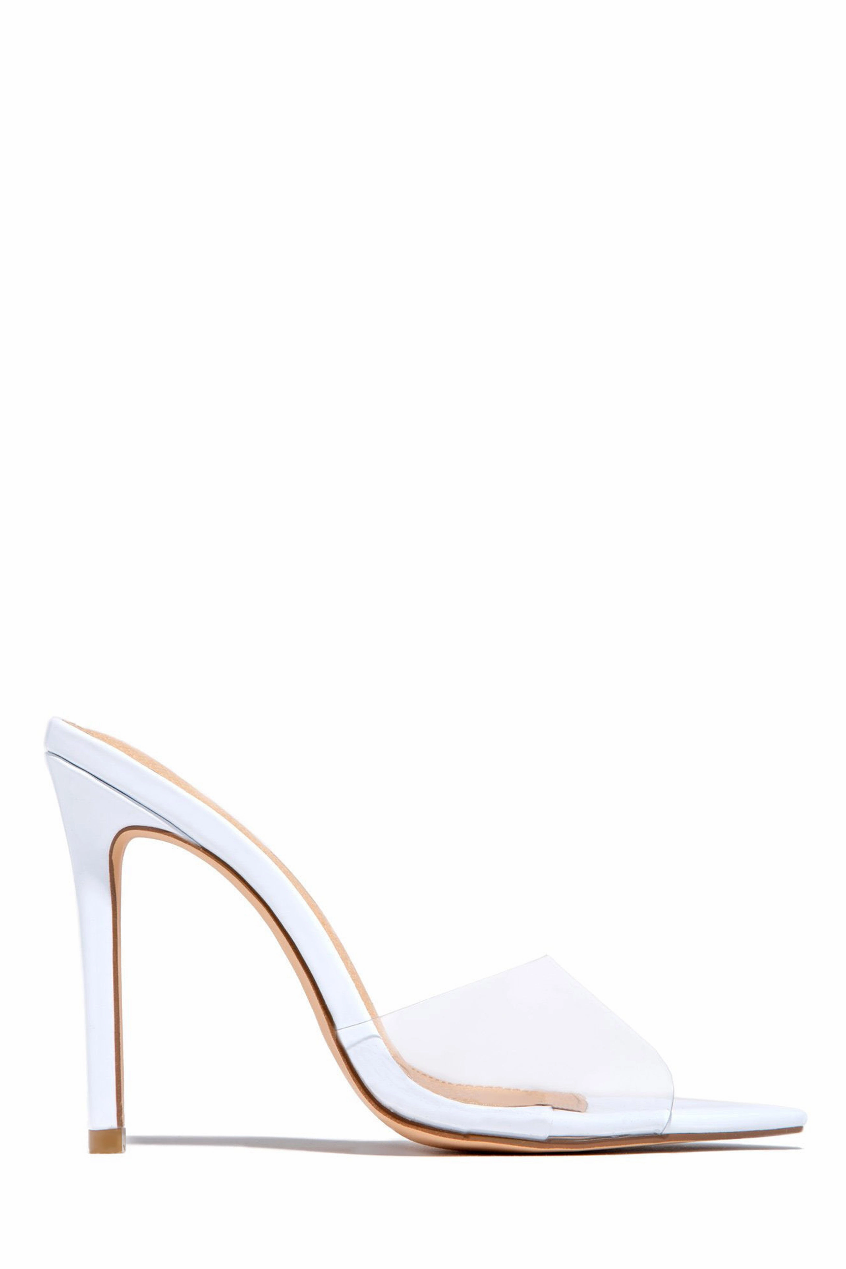 Beauty Blogger Clear Strap Heel Mules - White