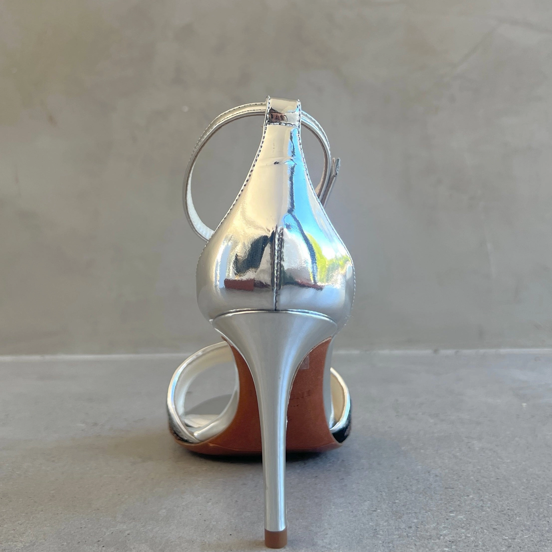 Belle Heel Sequin Sandal, Silver