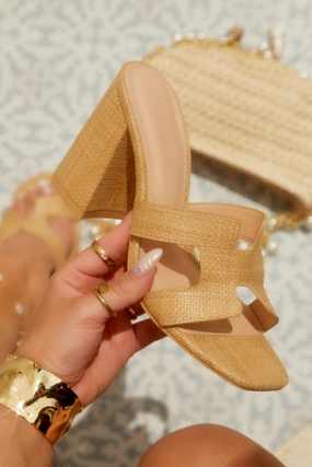 Bianka Block Mid Heels - Natural