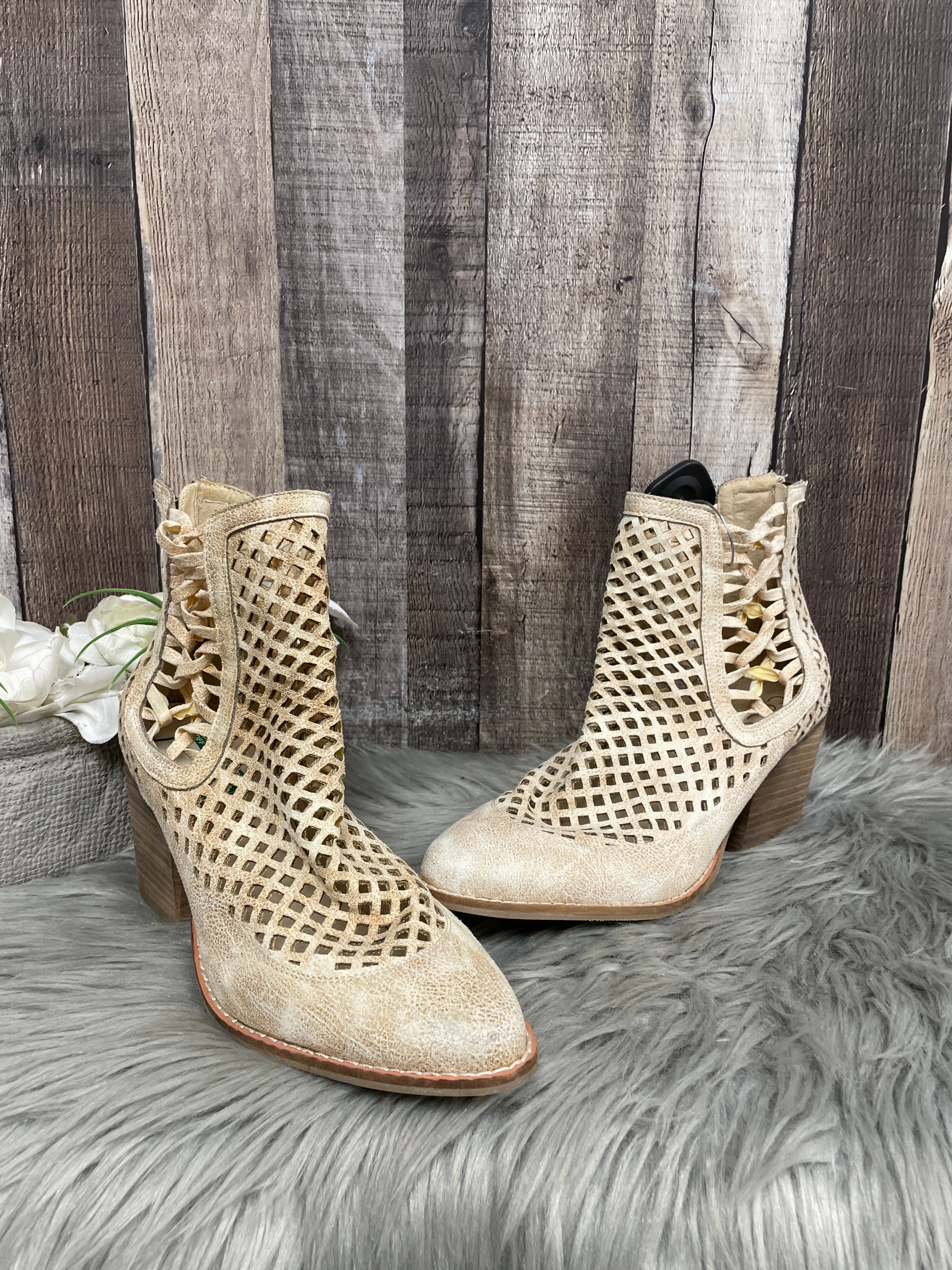 Boots Ankle Heels By Coconuts In Tan, Size: 8