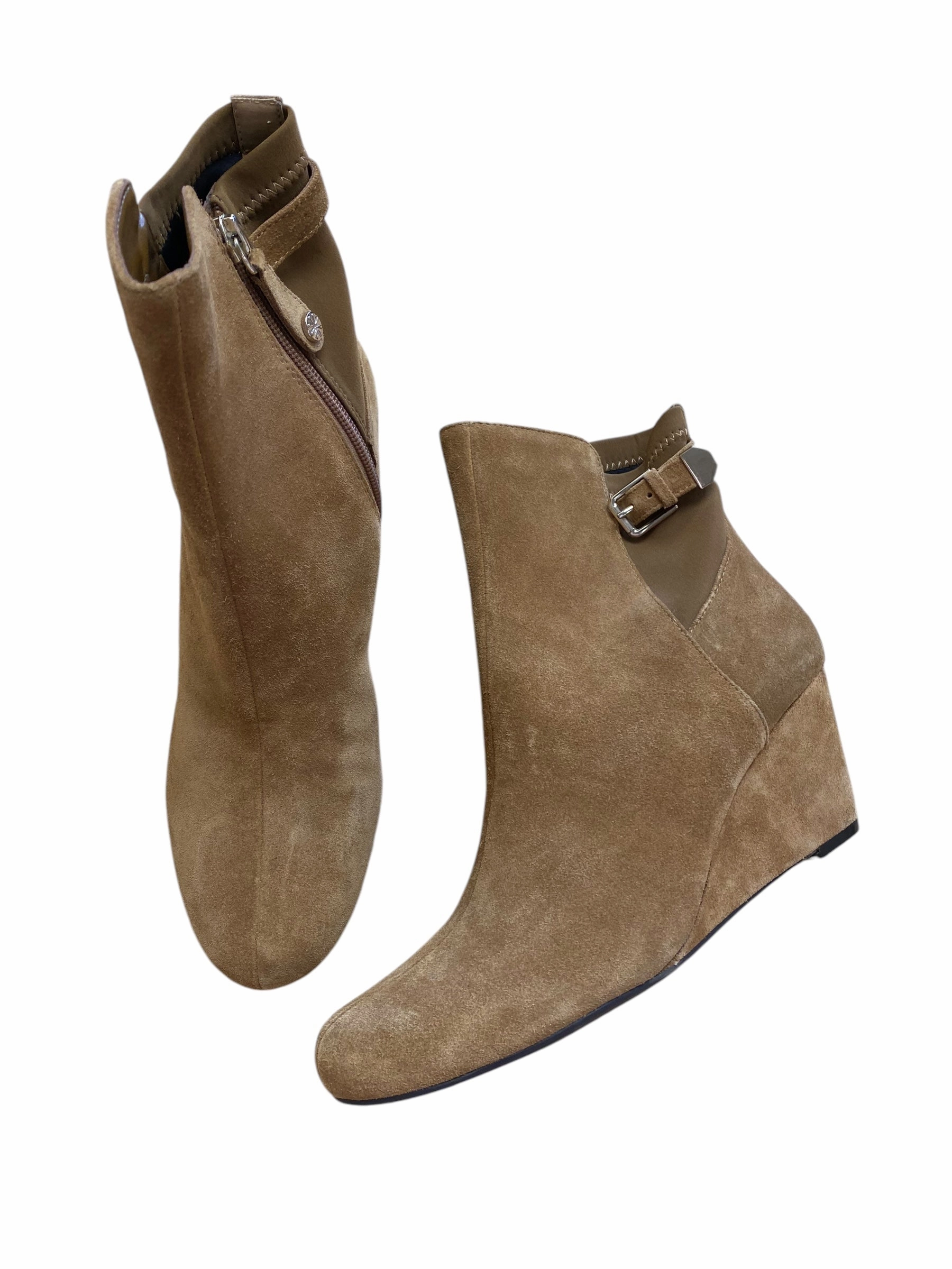 Boots Ankle Heels By Isaac Mizrahi Live Qvc In Tan, Size: 8.5