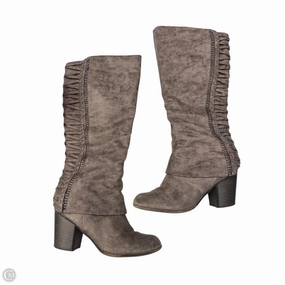 Boots Knee Heels By Clothes Mentor In Tan, Size: 10