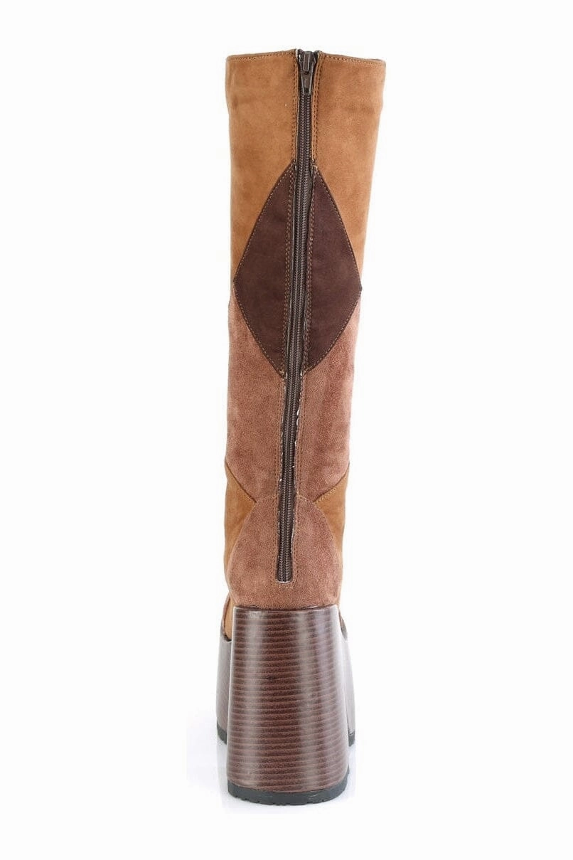 CAMEL-280 Brown Vegan Leather Knee Boot
