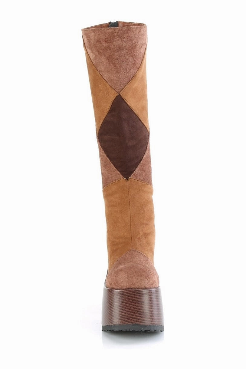 CAMEL-280 Brown Vegan Leather Knee Boot