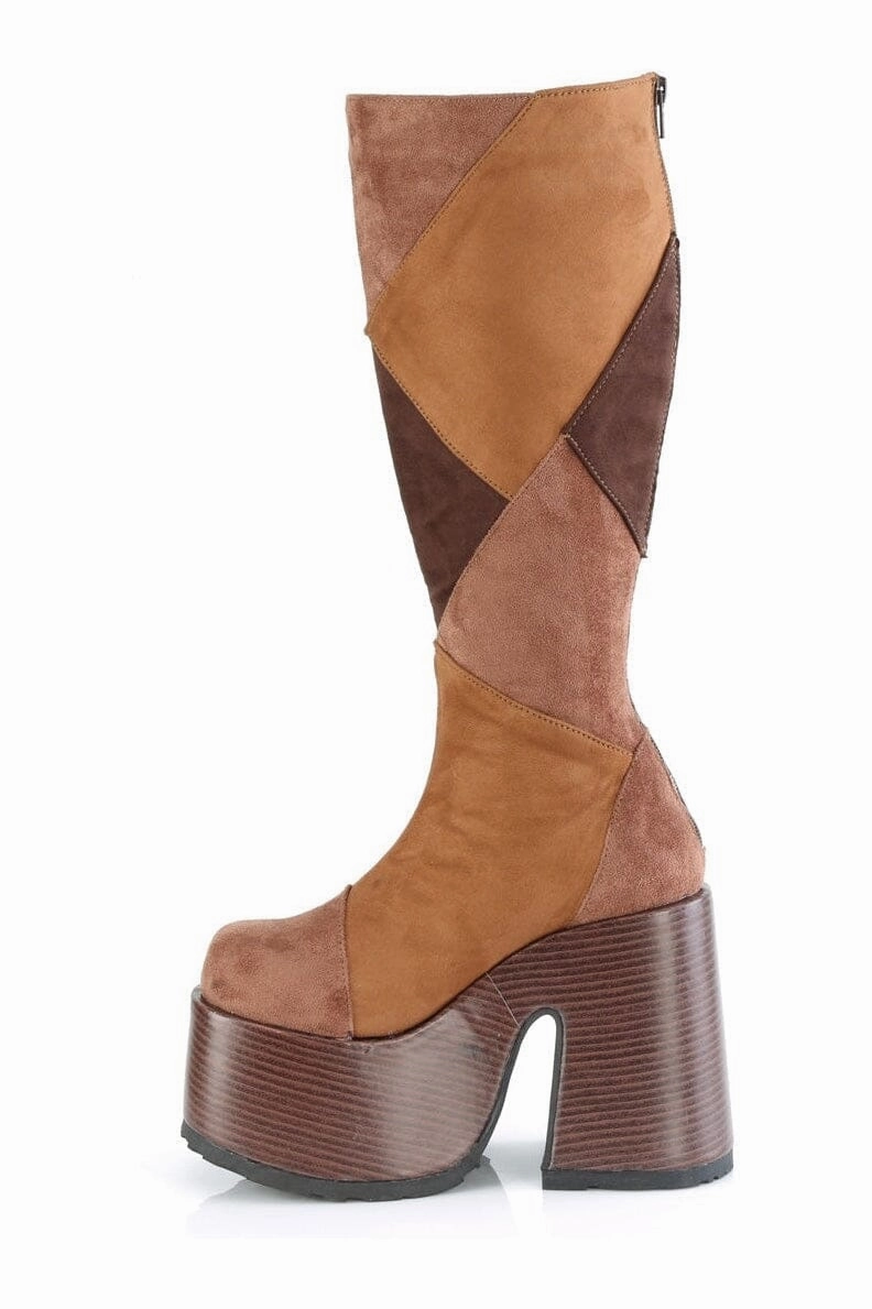CAMEL-280 Brown Vegan Leather Knee Boot