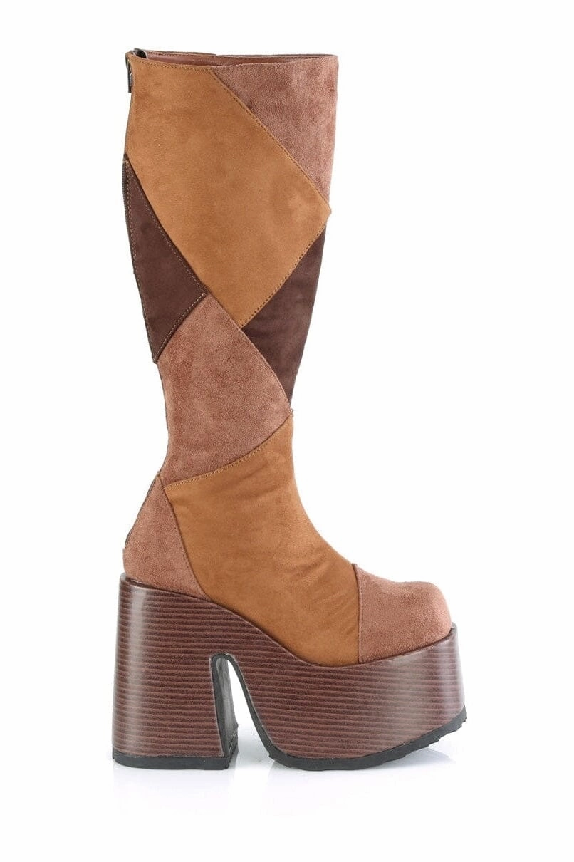 CAMEL-280 Brown Vegan Leather Knee Boot