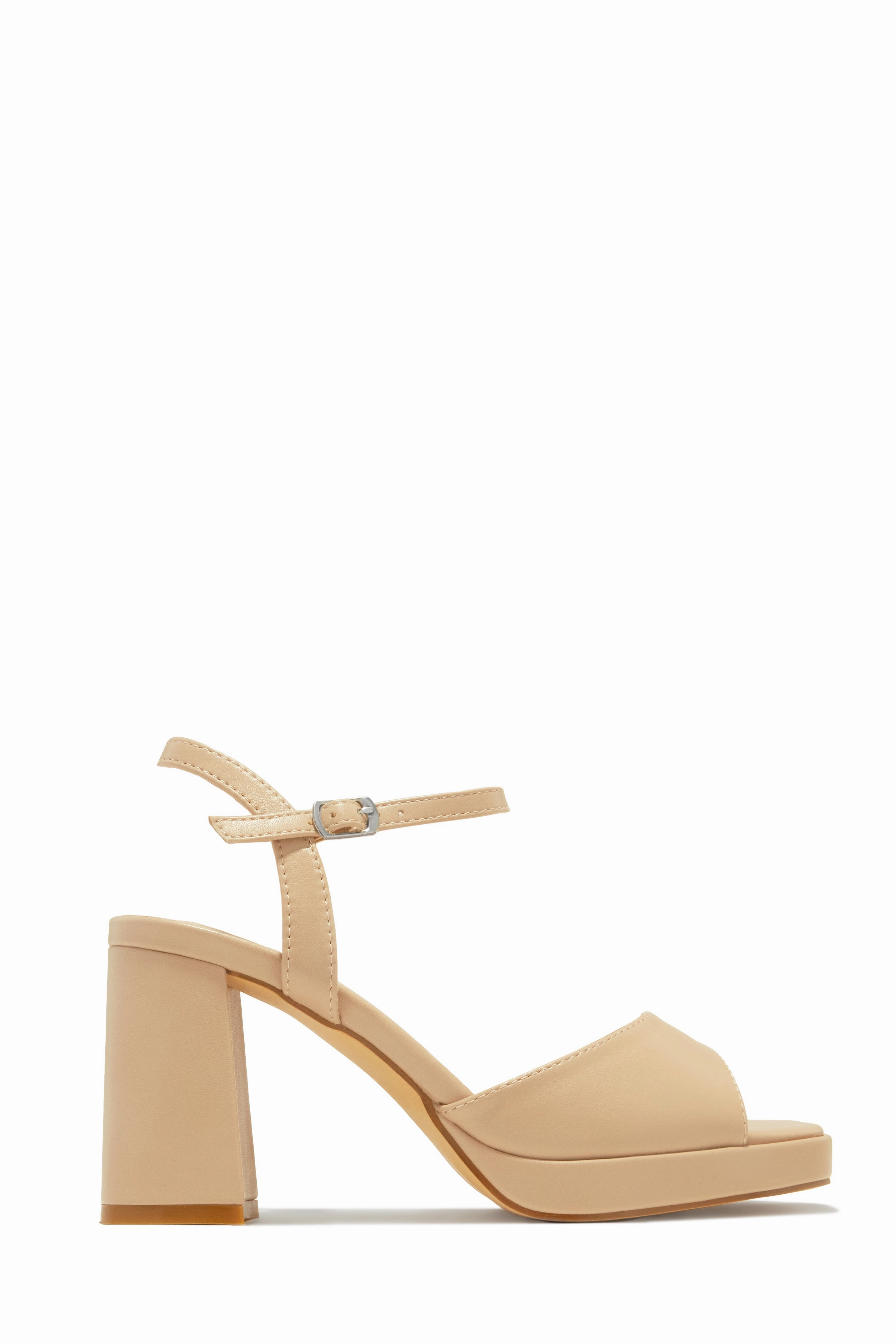 Claire Platform Block Heels - Nude