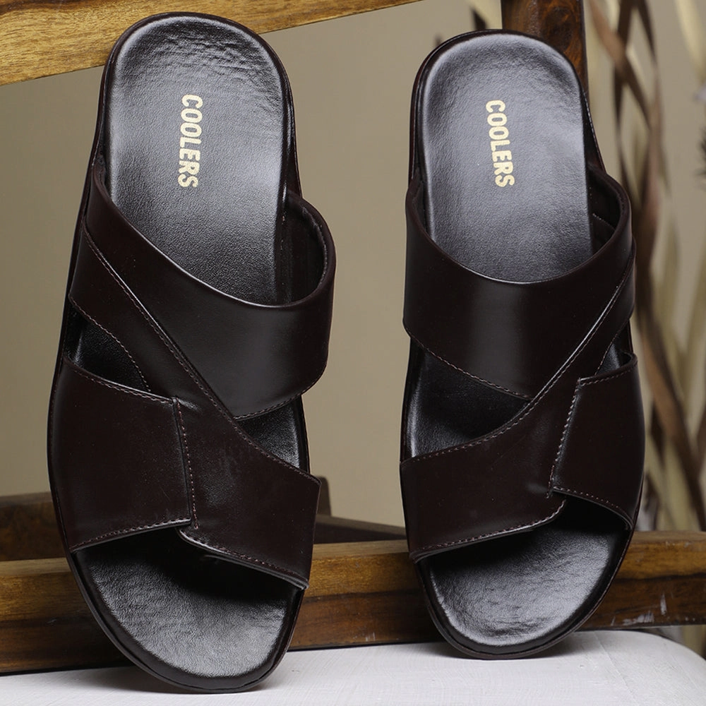 Coolers Brown Casual Slipper For Men WAKAFIT-1E By Liberty