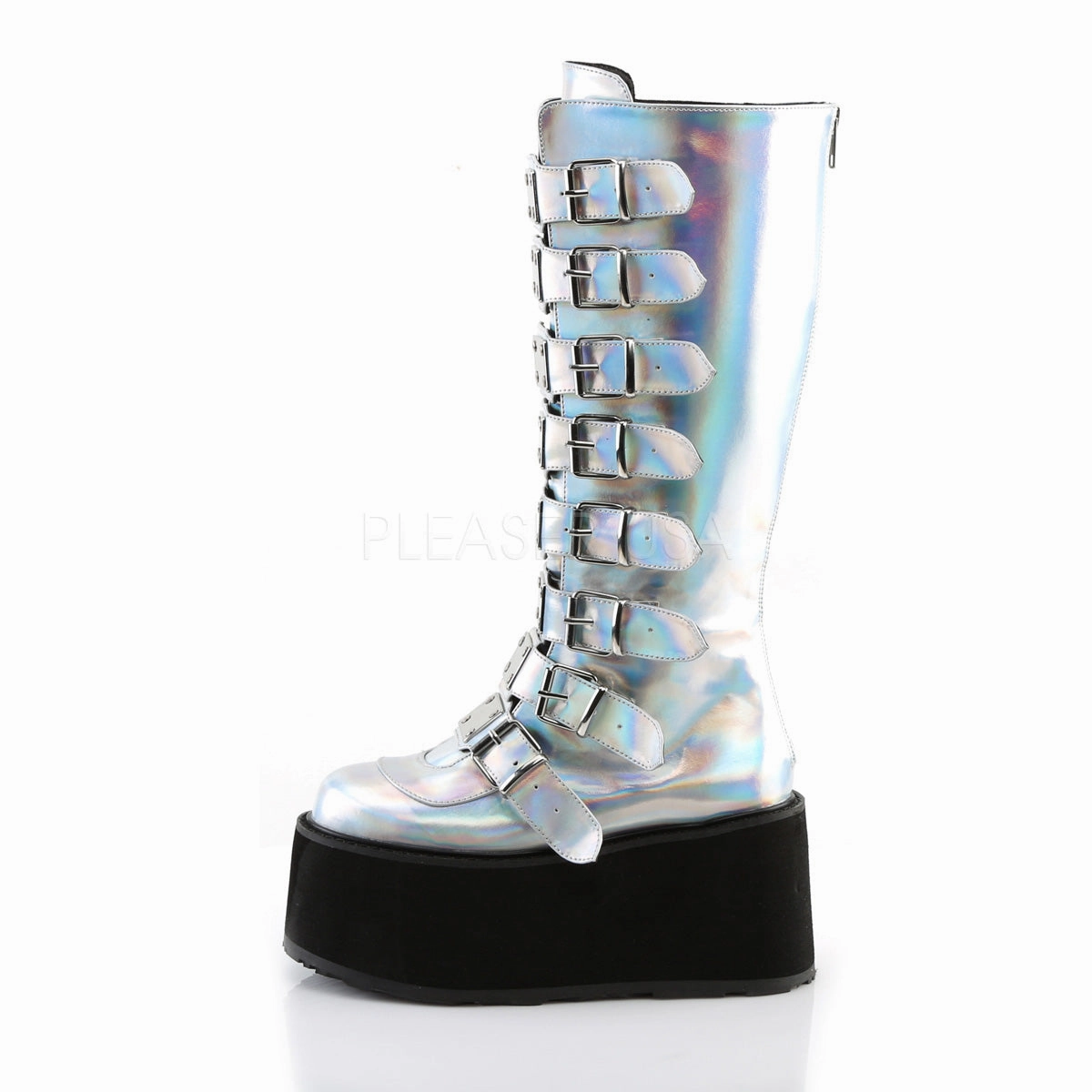 DAMNED-318  Silver Hologram Vegan Leather