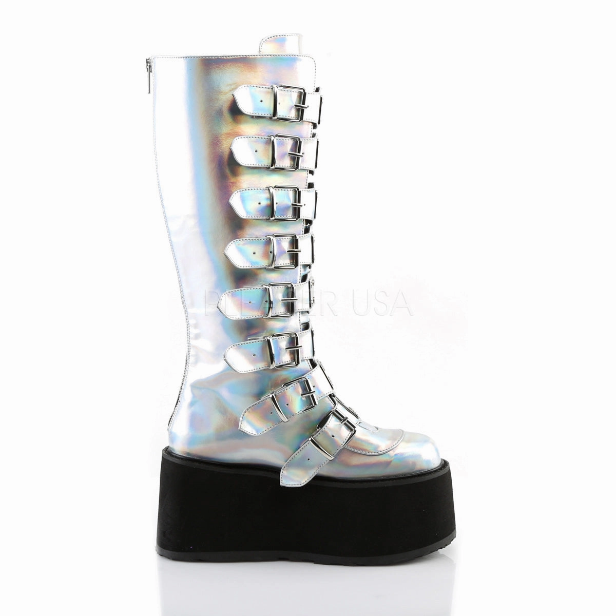 DAMNED-318  Silver Hologram Vegan Leather