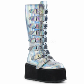 DAMNED-318  Silver Hologram Vegan Leather