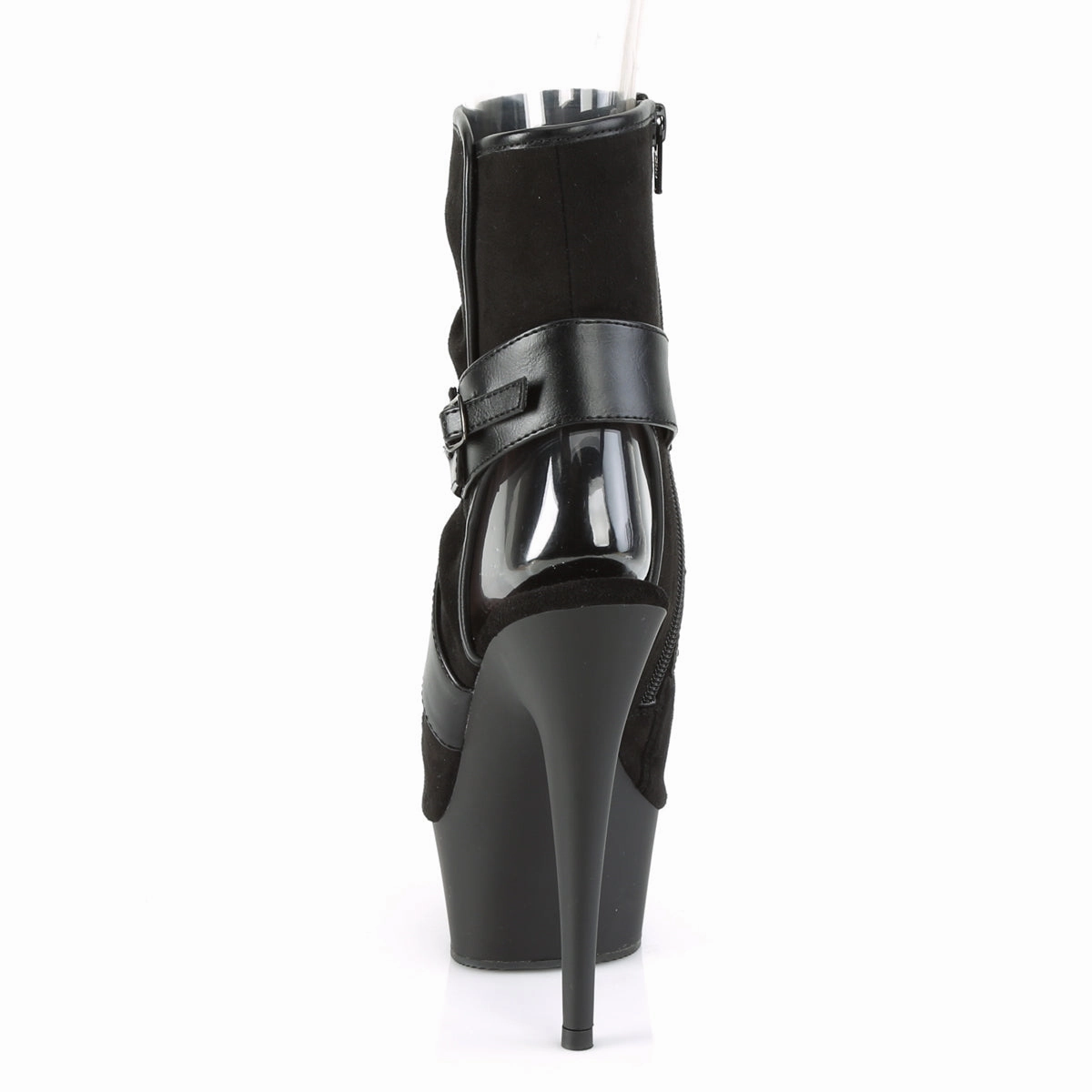 DELIGHT-1034  Black Faux Suede-Faux Leather/Black Matte