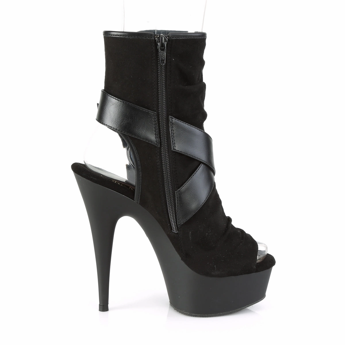 DELIGHT-1034  Black Faux Suede-Faux Leather/Black Matte