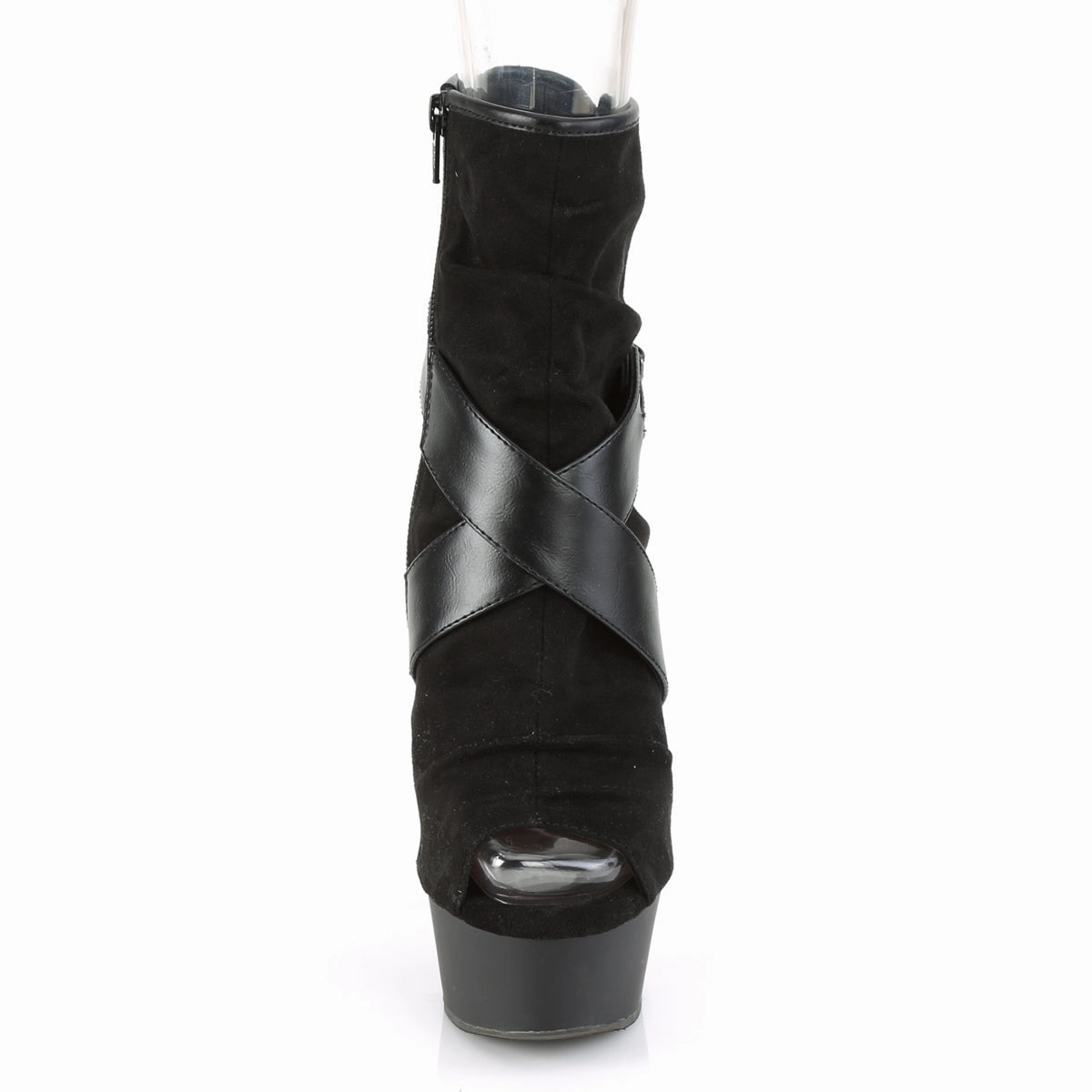 DELIGHT-1034  Black Faux Suede-Faux Leather/Black Matte