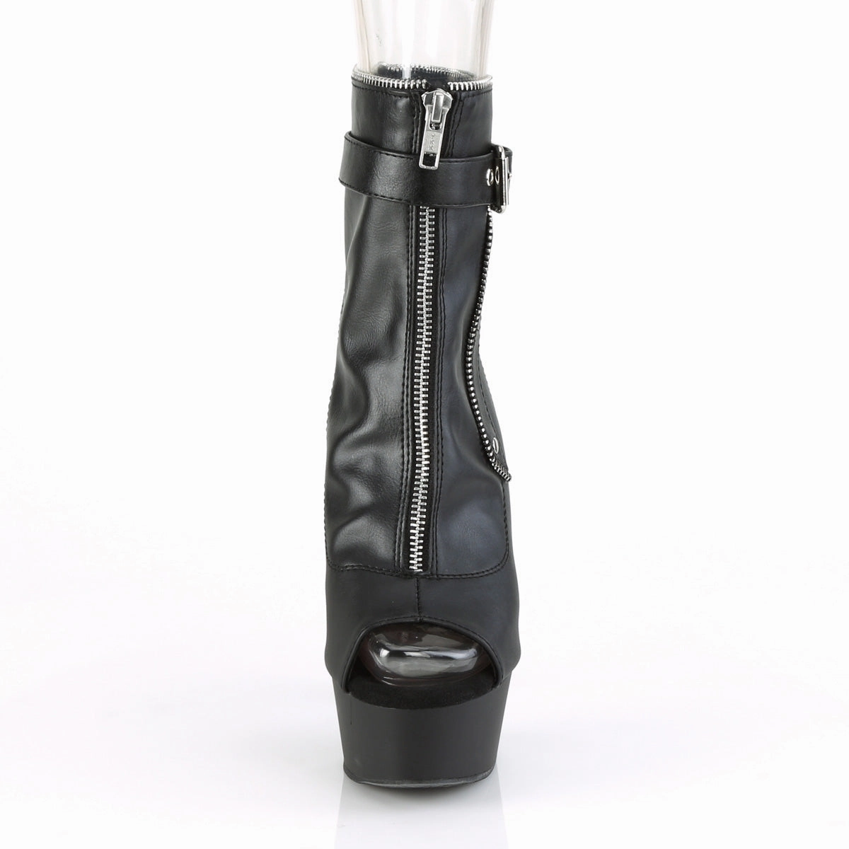 DELIGHT-1035  Black Faux Leather/Black Matte
