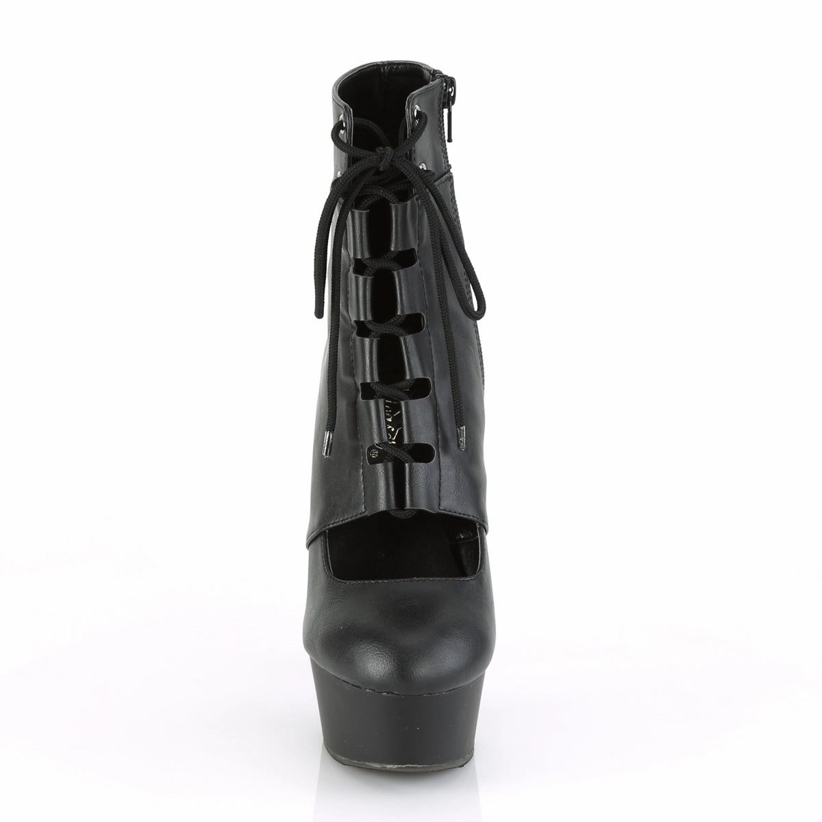 DELIGHT-600-21  Black Faux Leather/Black Matte