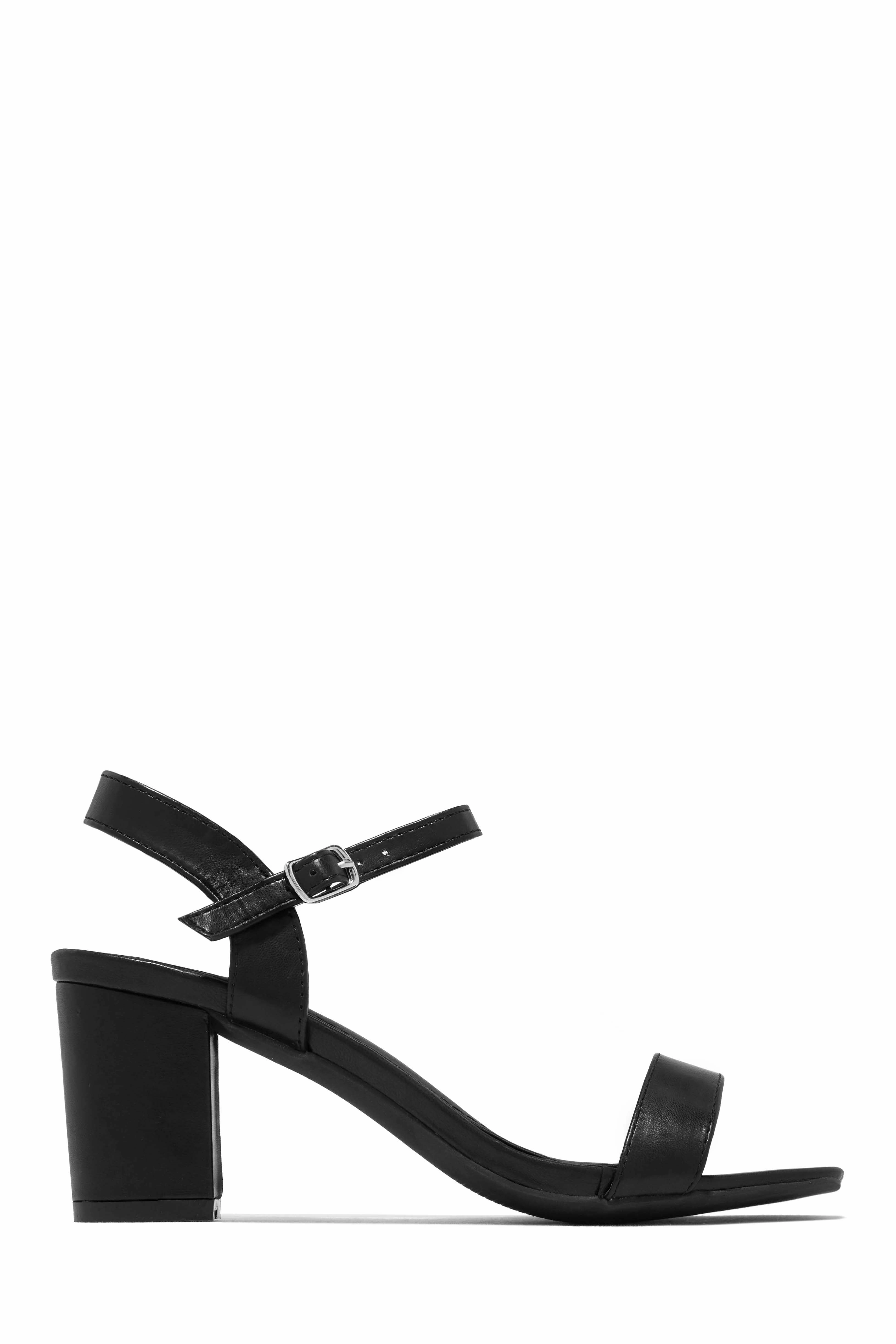 Deryna Ankle Strap Block Heels - White