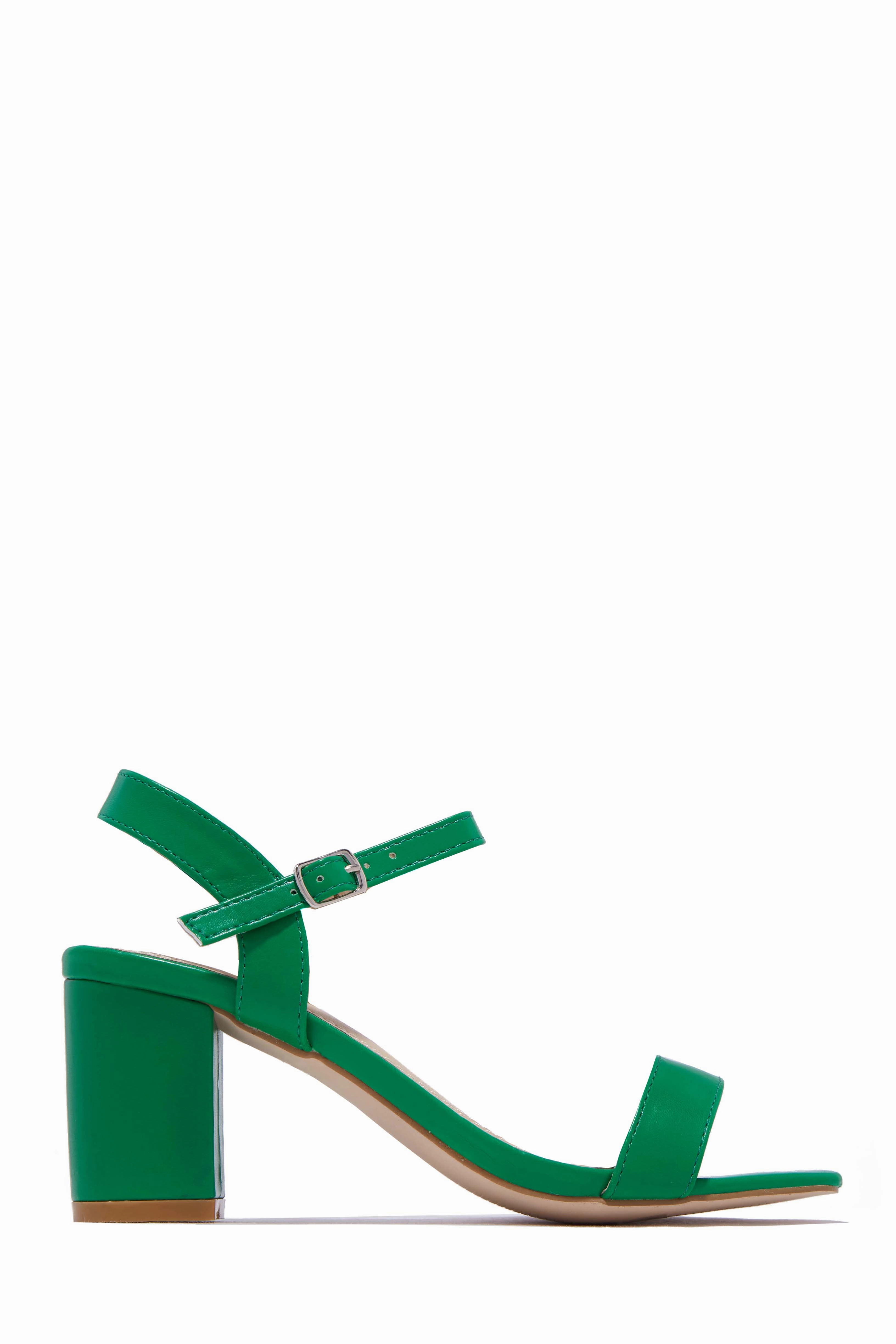 Deryna Ankle Strap Block Heels - White