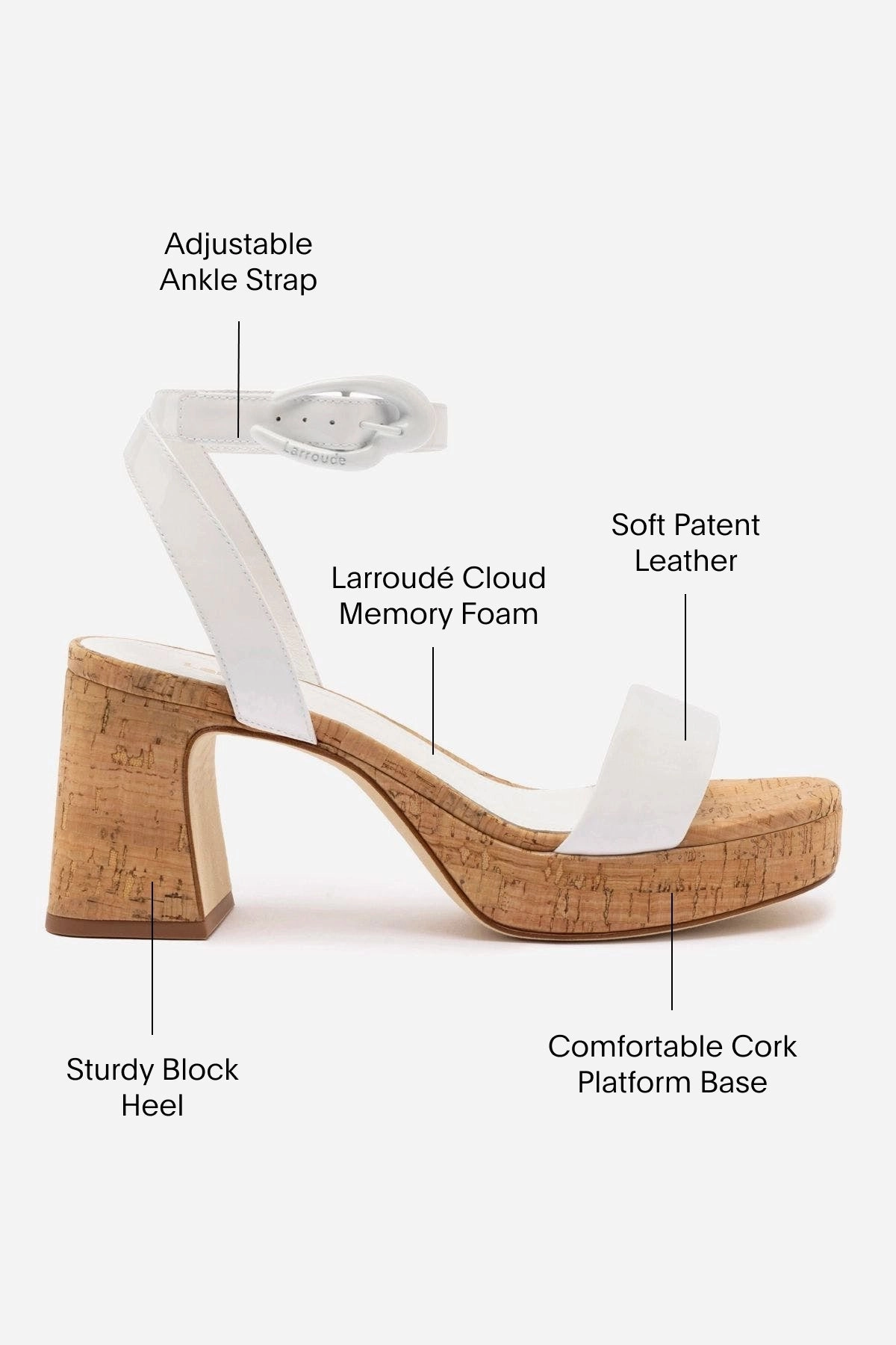 Dolly Verona Low Sandal In White Patent Leather and Natural Cork