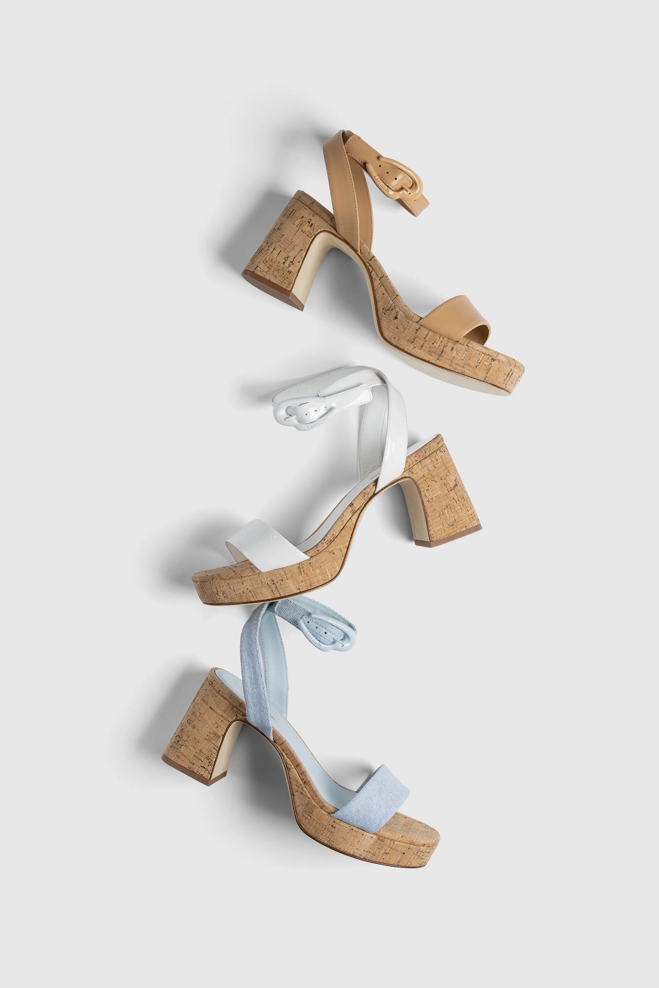 Dolly Verona Low Sandal In White Patent Leather and Natural Cork