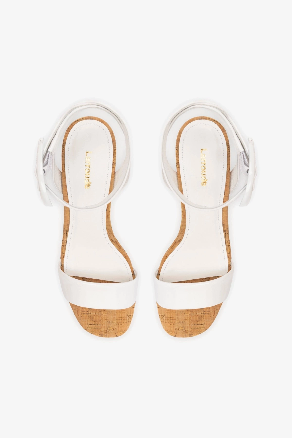 Dolly Verona Low Sandal In White Patent Leather and Natural Cork
