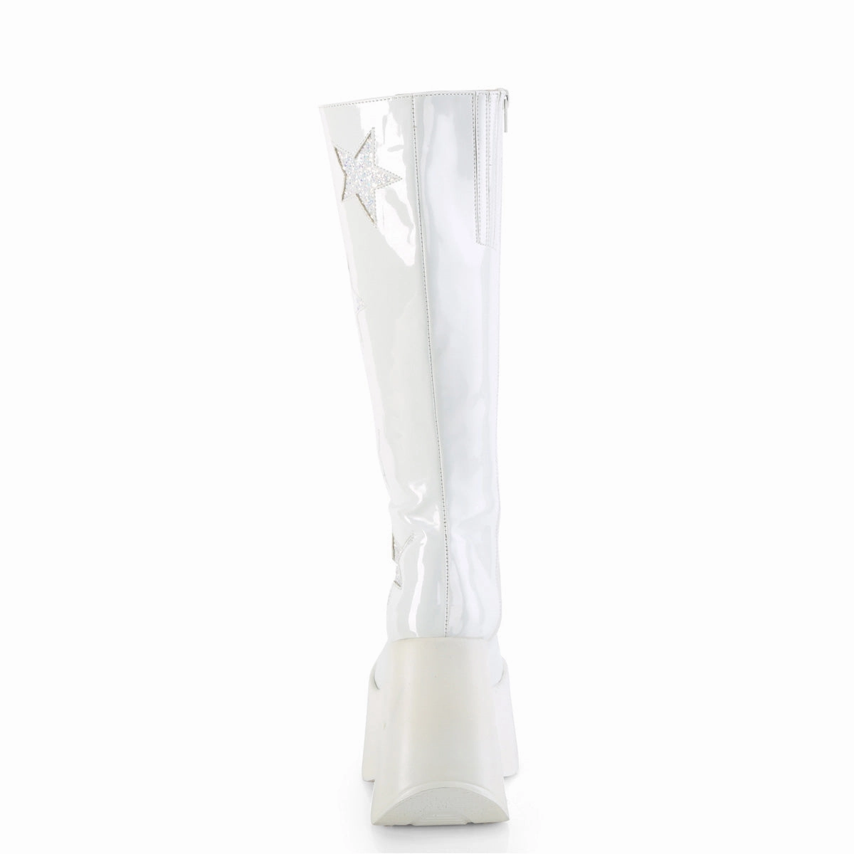 DYNAMITE-218  White Patent-White Multi Glitter