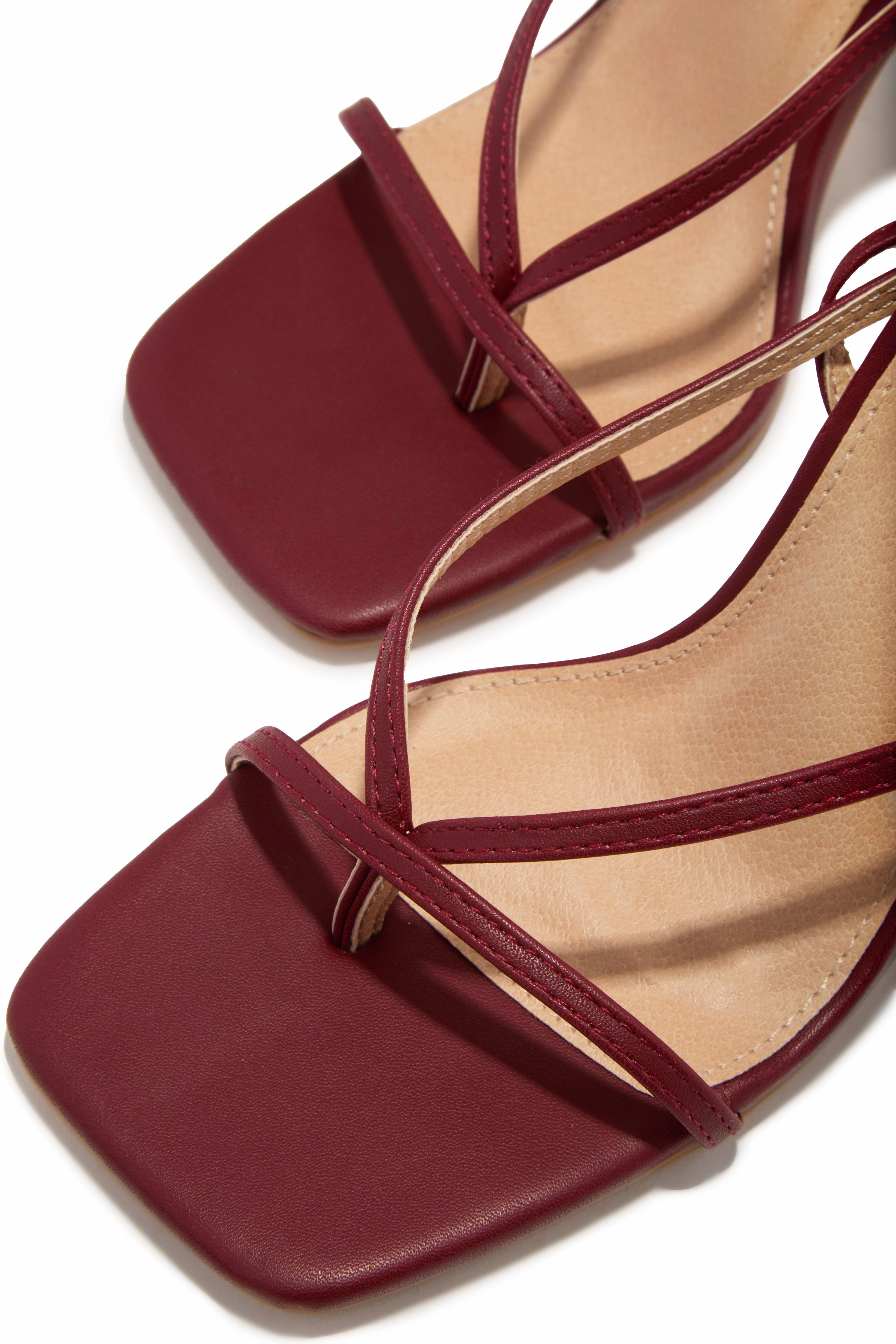 Eren Ankle Strap Heels - Wine